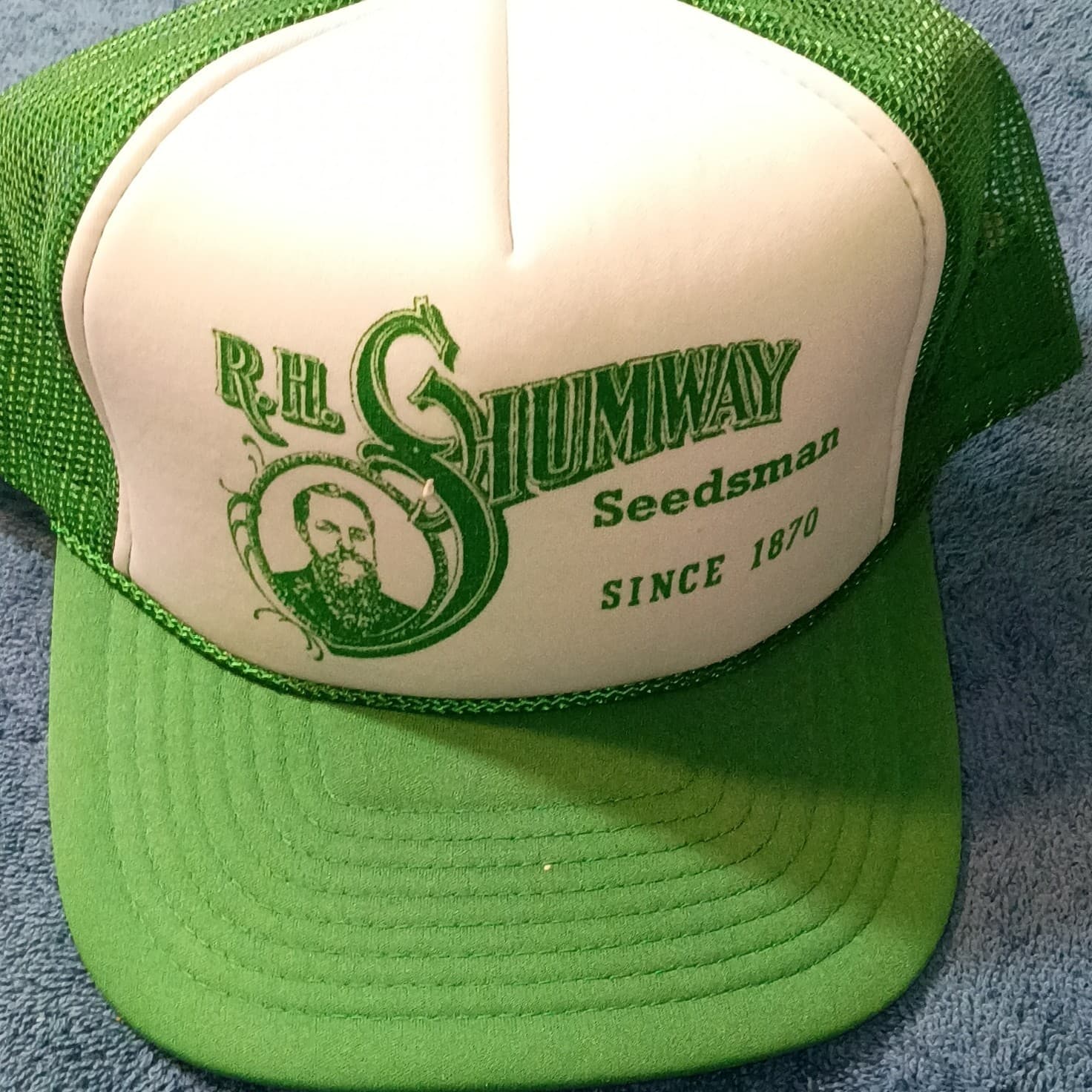 R.H. Shumway Seedsman Since 1870 Green/White Mesh Trucker Snapback Hat - Thumbnail 9