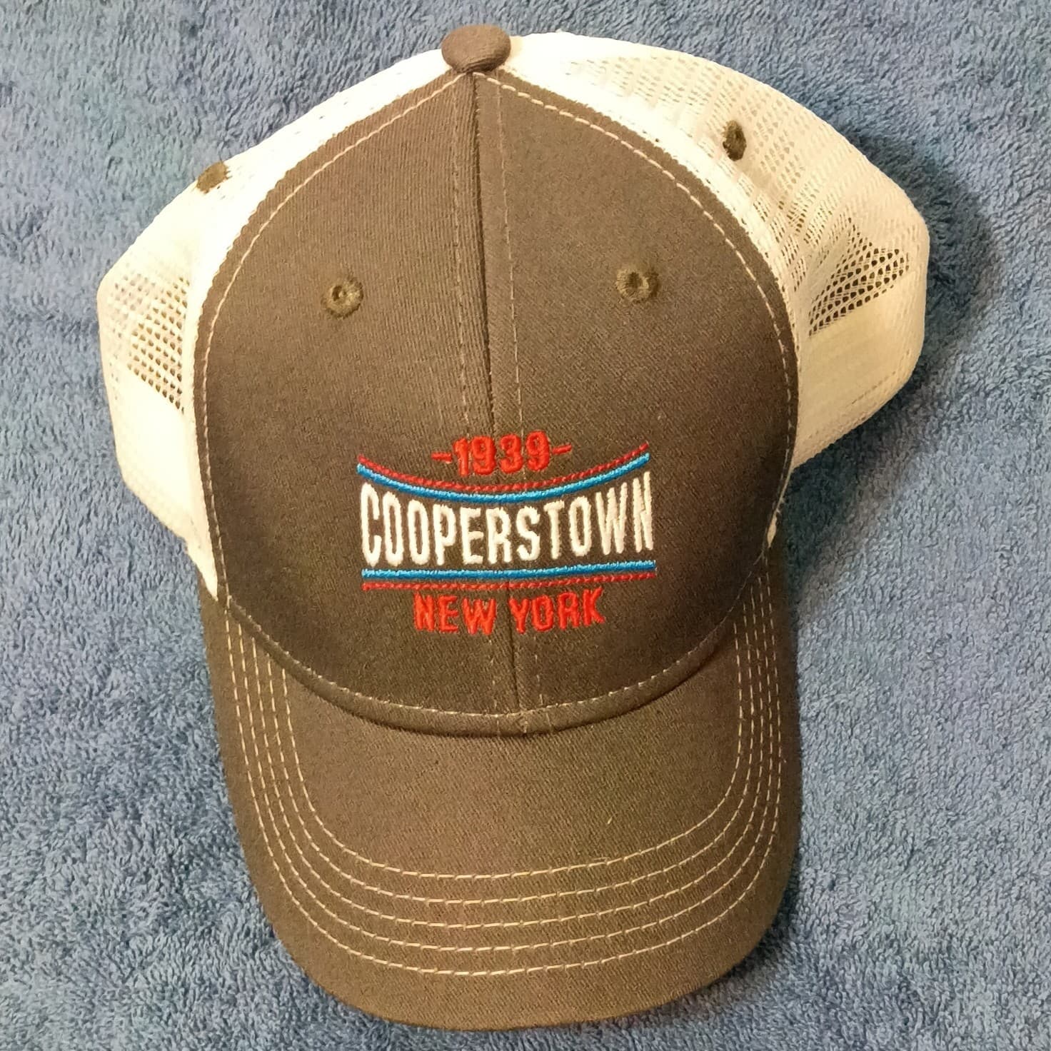 Ouray Trucker Hat Mens One Size Adjustable Mesh Back Cooperstown NY Gray White - Thumbnail 5