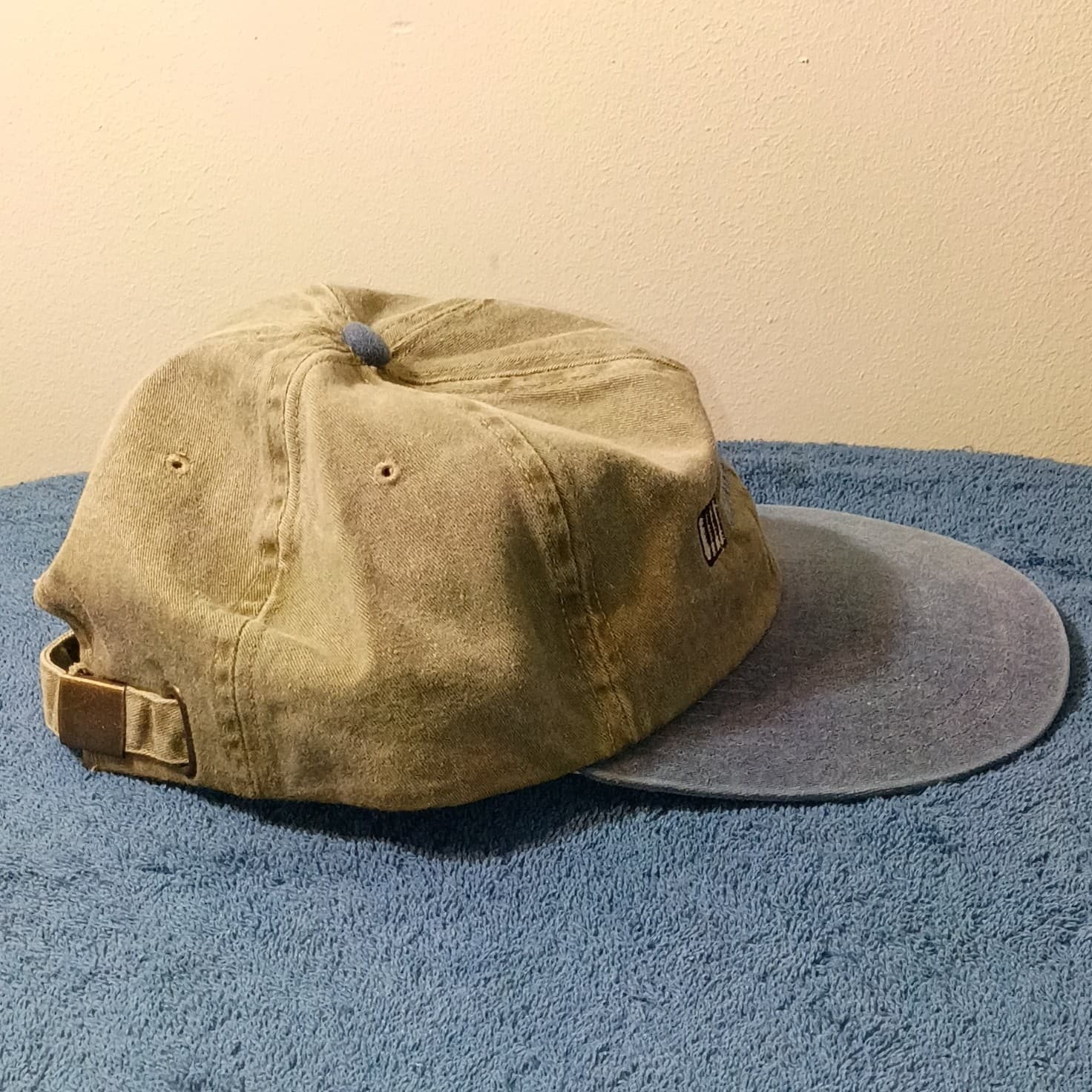 Baldwin Embroidered Baseball Cap Hat One Size Adjustable Tan Blue Solid - Thumbnail 2