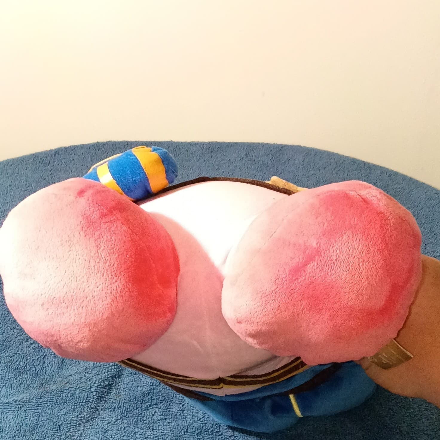 Kirby Plush Stuffed Animal Character Toy - Pink with Blue Hat Costume - Thumbnail 5