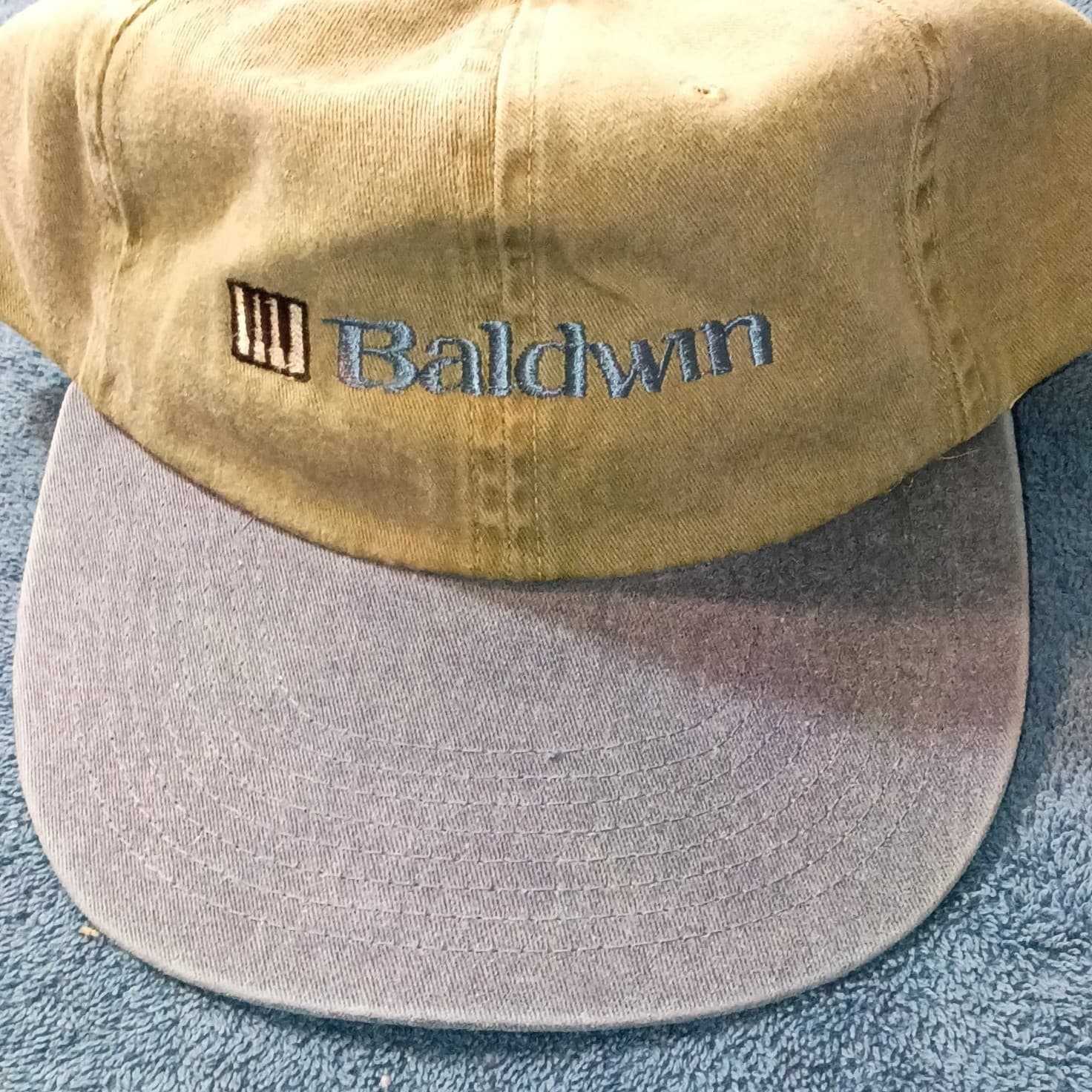 Baldwin Embroidered Baseball Cap Hat One Size Adjustable Tan Blue Solid - Thumbnail 10