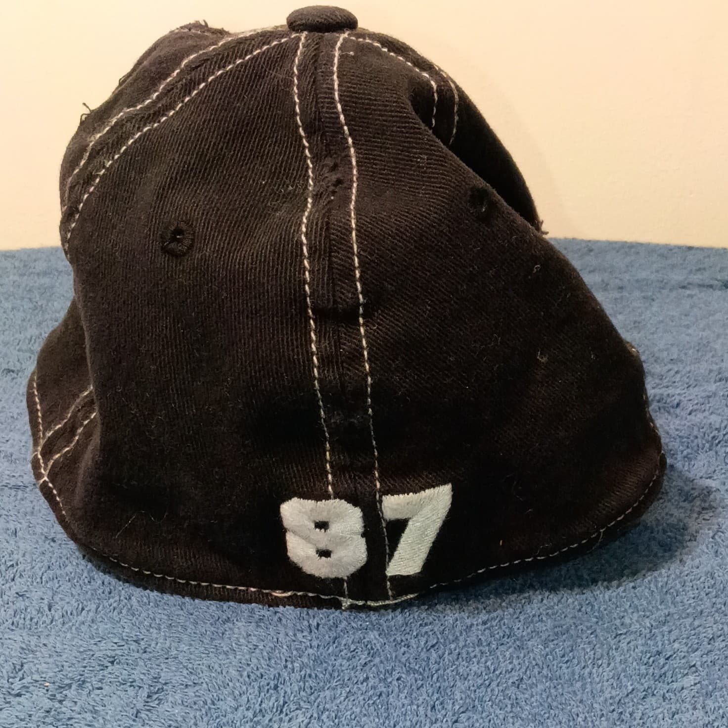 Aéropostale Athletics Logo Baseball Cap Hat Mens S/M Adjustable Black White - Thumbnail 3