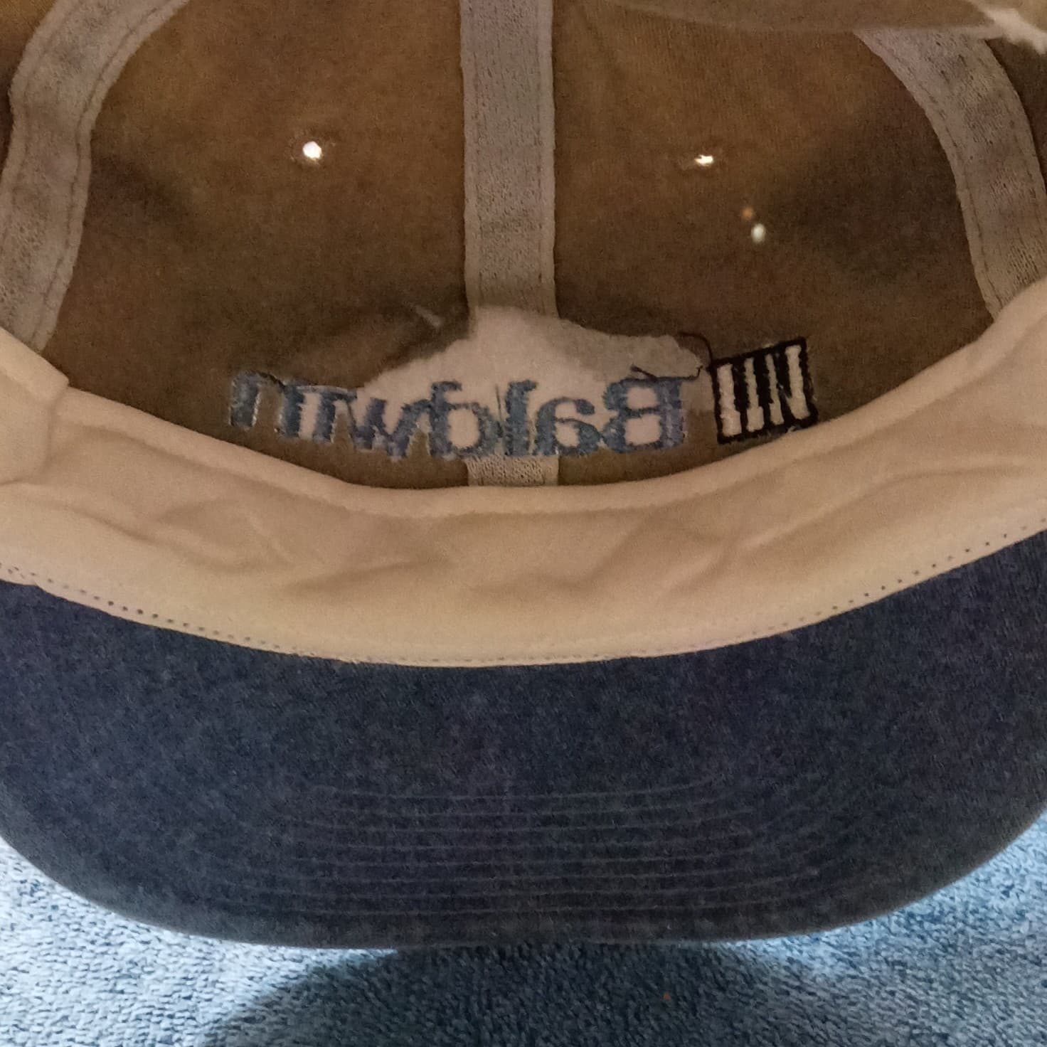 Baldwin Embroidered Baseball Cap Hat One Size Adjustable Tan Blue Solid - Thumbnail 7