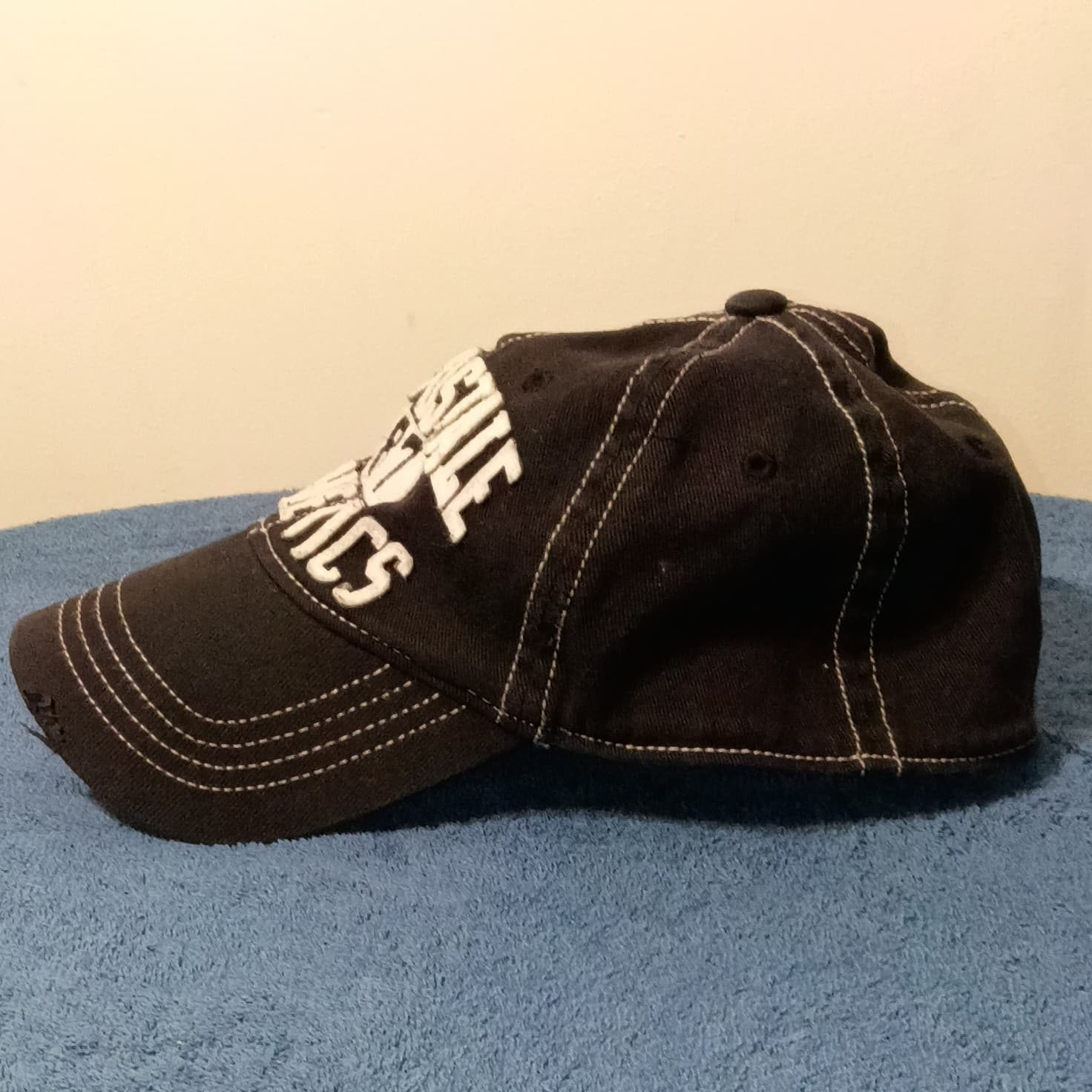 Aéropostale Athletics Logo Baseball Cap Hat Mens S/M Adjustable Black White - Thumbnail 4