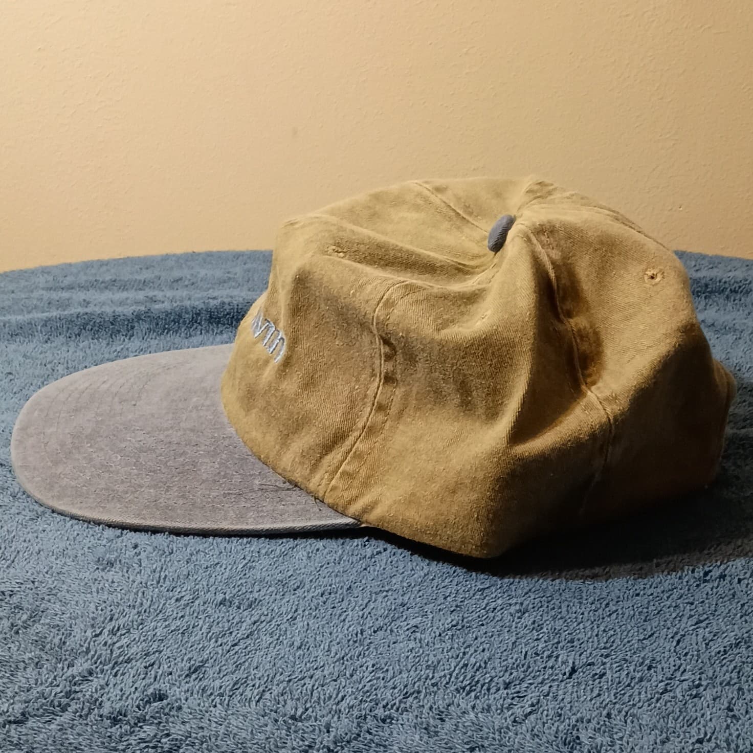 Baldwin Embroidered Baseball Cap Hat One Size Adjustable Tan Blue Solid - Thumbnail 4