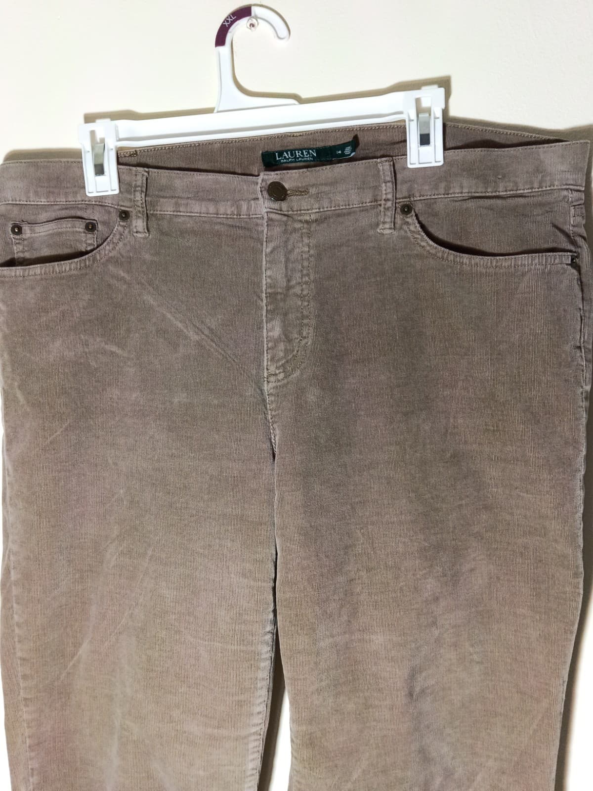 Lauren Ralph Lauren Brown Corduroy Straight Pants Zip Pockets Sz 14 - Thumbnail 3