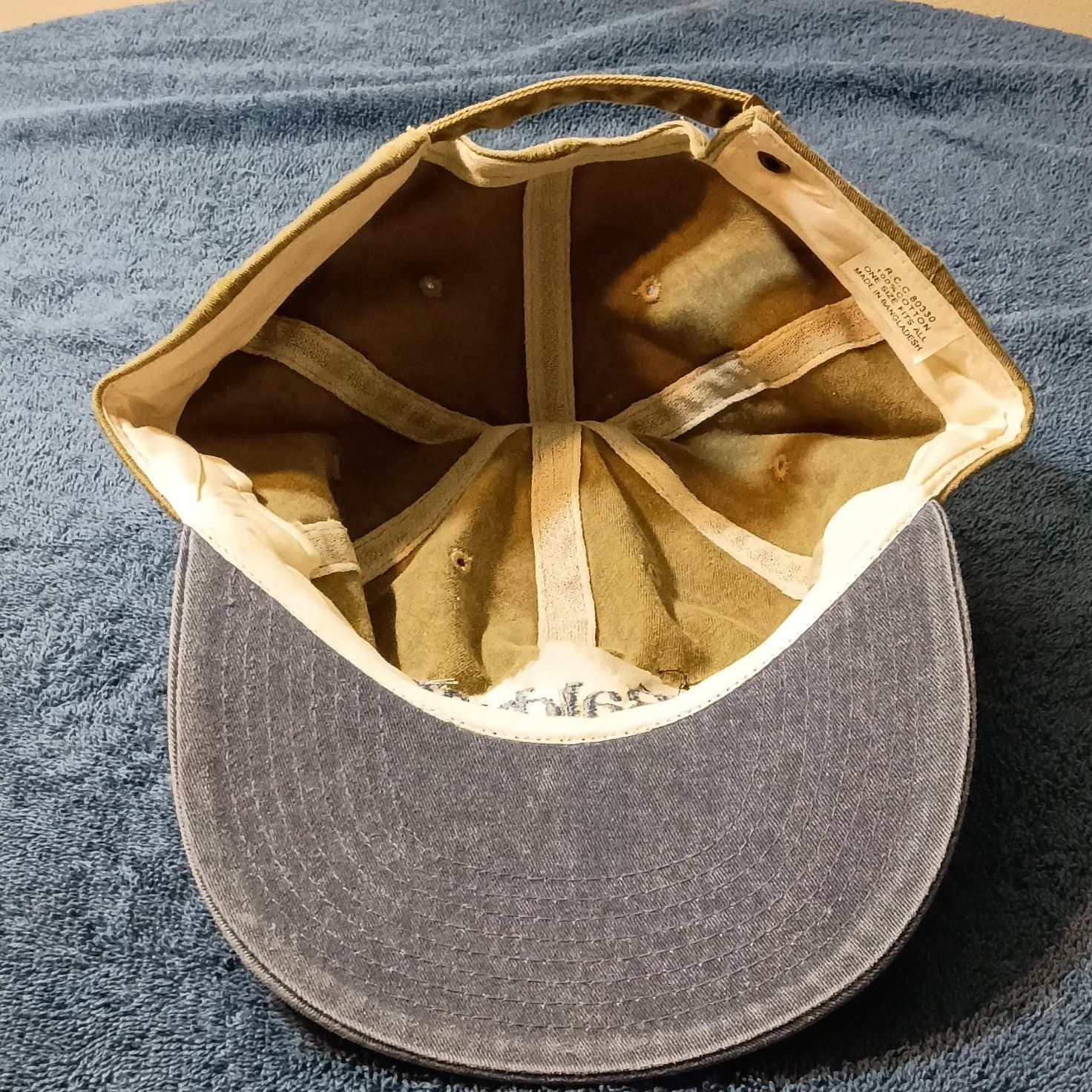 Baldwin Embroidered Baseball Cap Hat One Size Adjustable Tan Blue Solid - Thumbnail 6