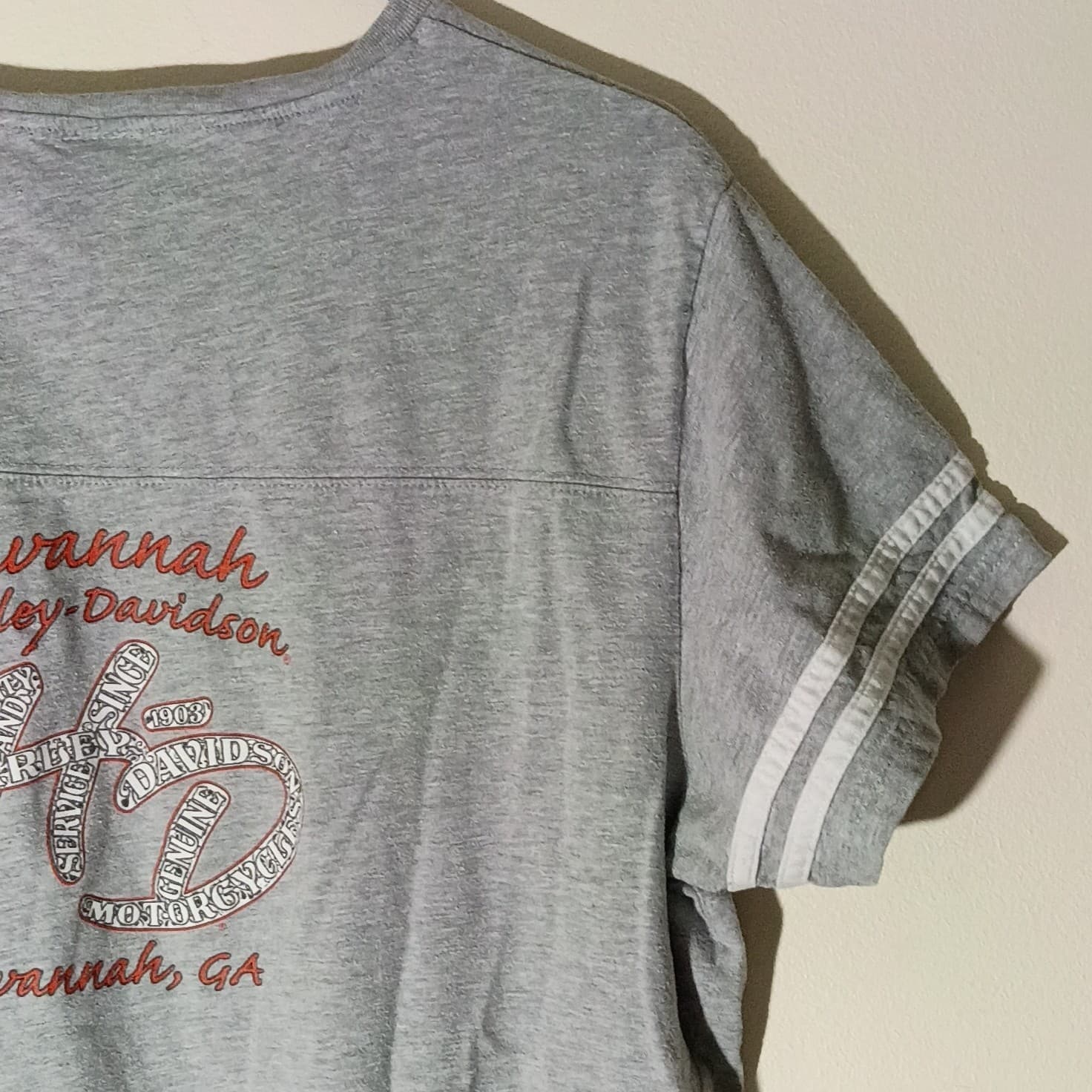 HARLEY DAVIDSON Motorcycles V-Neck T Shirt Women's Large Heather Grey - Thumbnail 9