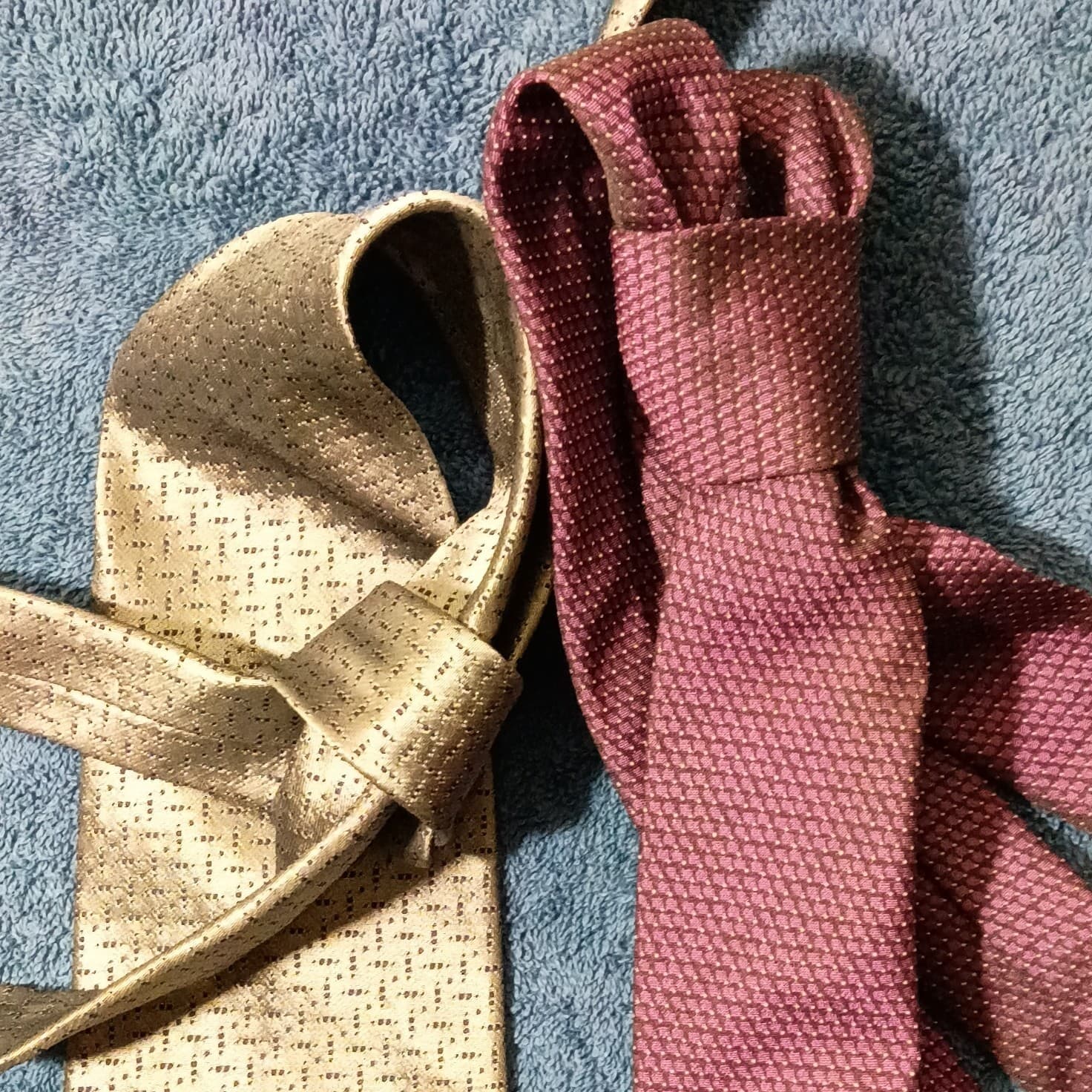 John Henry & Next Men’s Woven Tie Lot 2 Silk & Polyester Silver Purple Geometric - Thumbnail 4