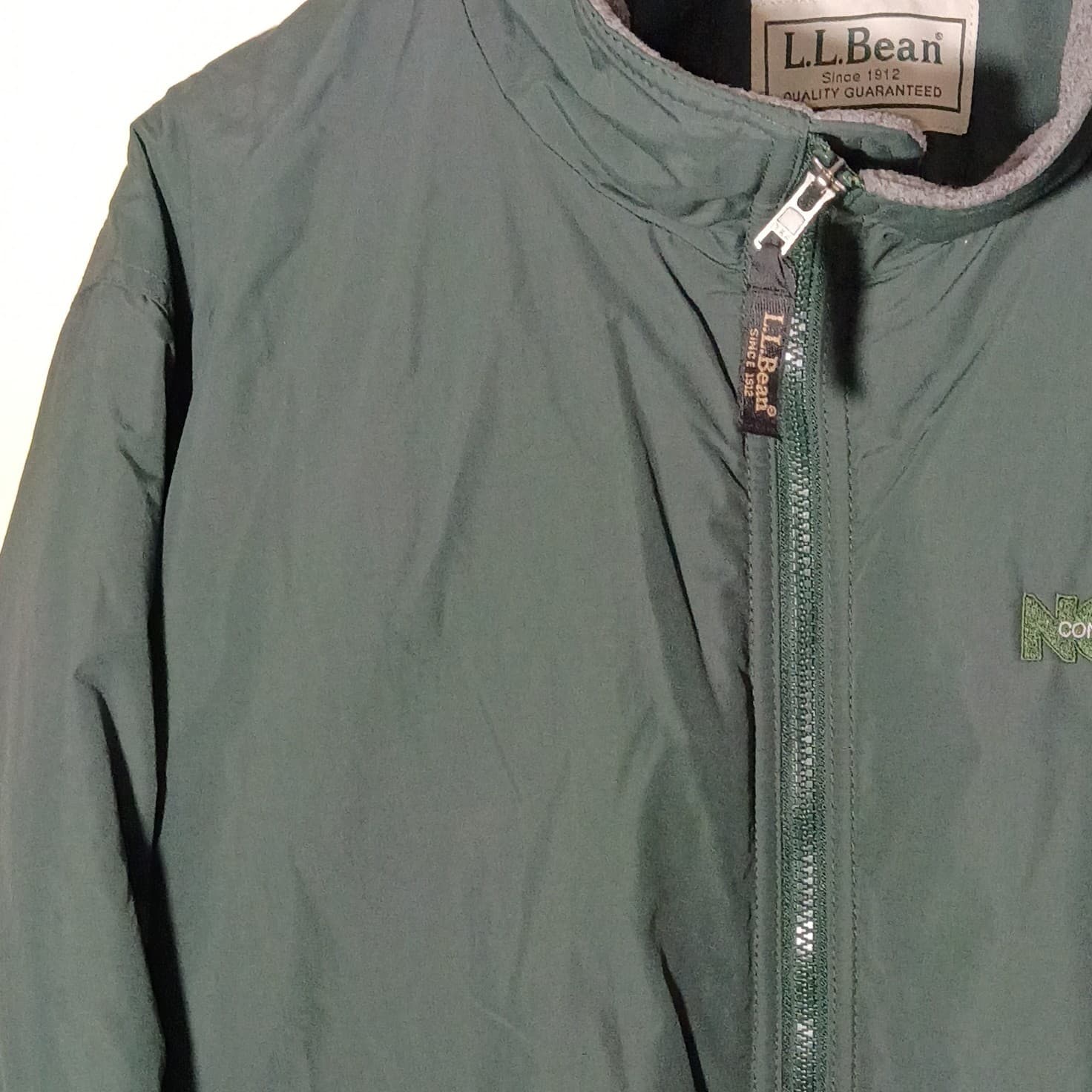 L.L.Bean Men's XL Green Full Zip Lined Nylon Jacket Stand-Up Collar Embroidered - Thumbnail 8