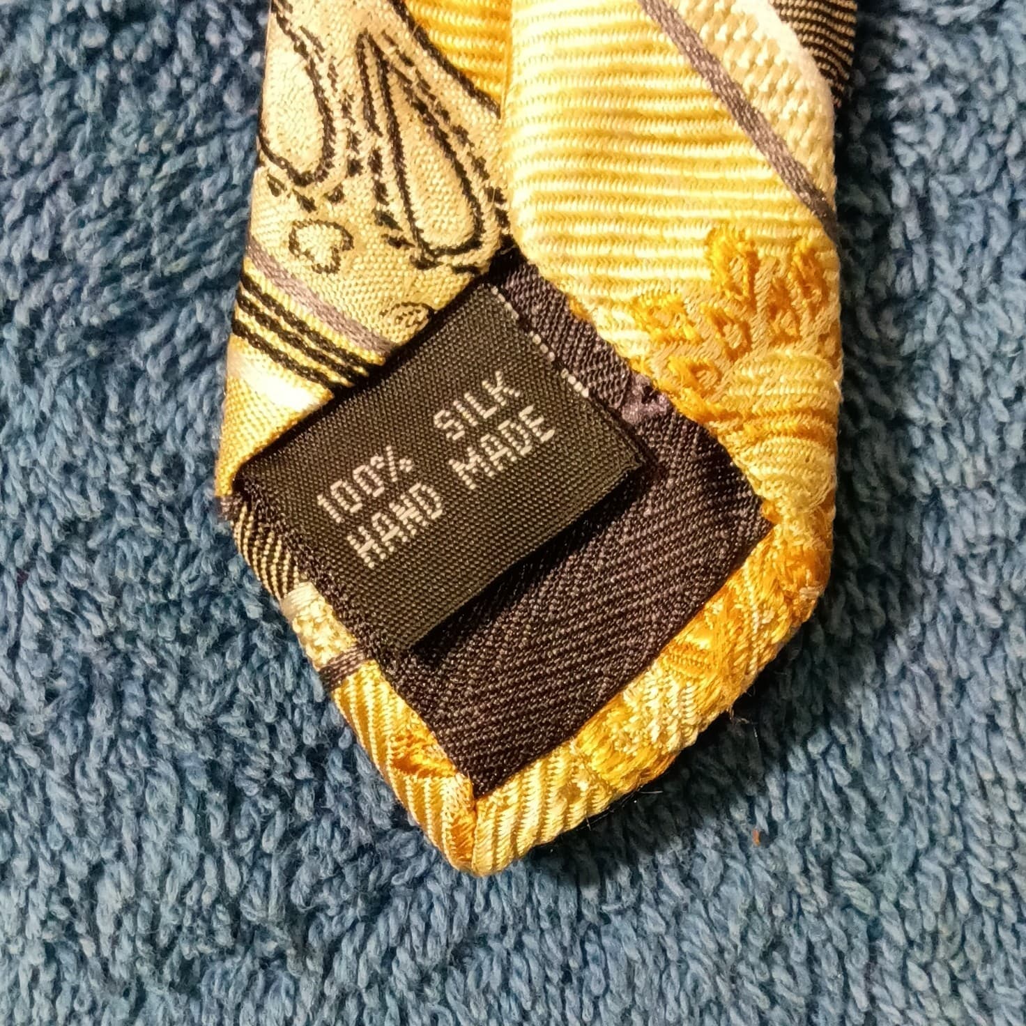 Stacy Adams Men’s Silk Tie Grande Knot Gold, Brown & Cream Striped - Thumbnail 3