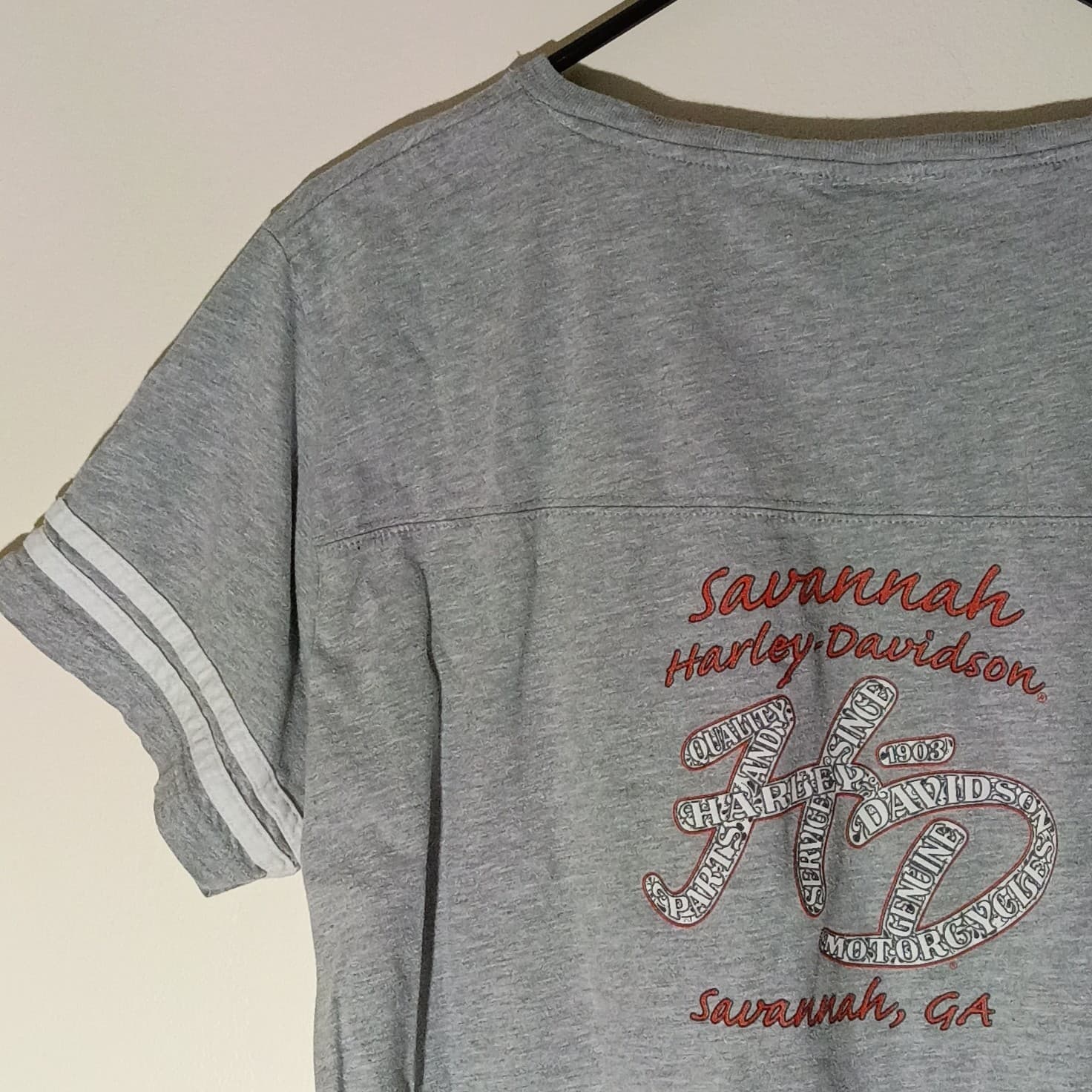HARLEY DAVIDSON Motorcycles V-Neck T Shirt Women's Large Heather Grey - Thumbnail 12