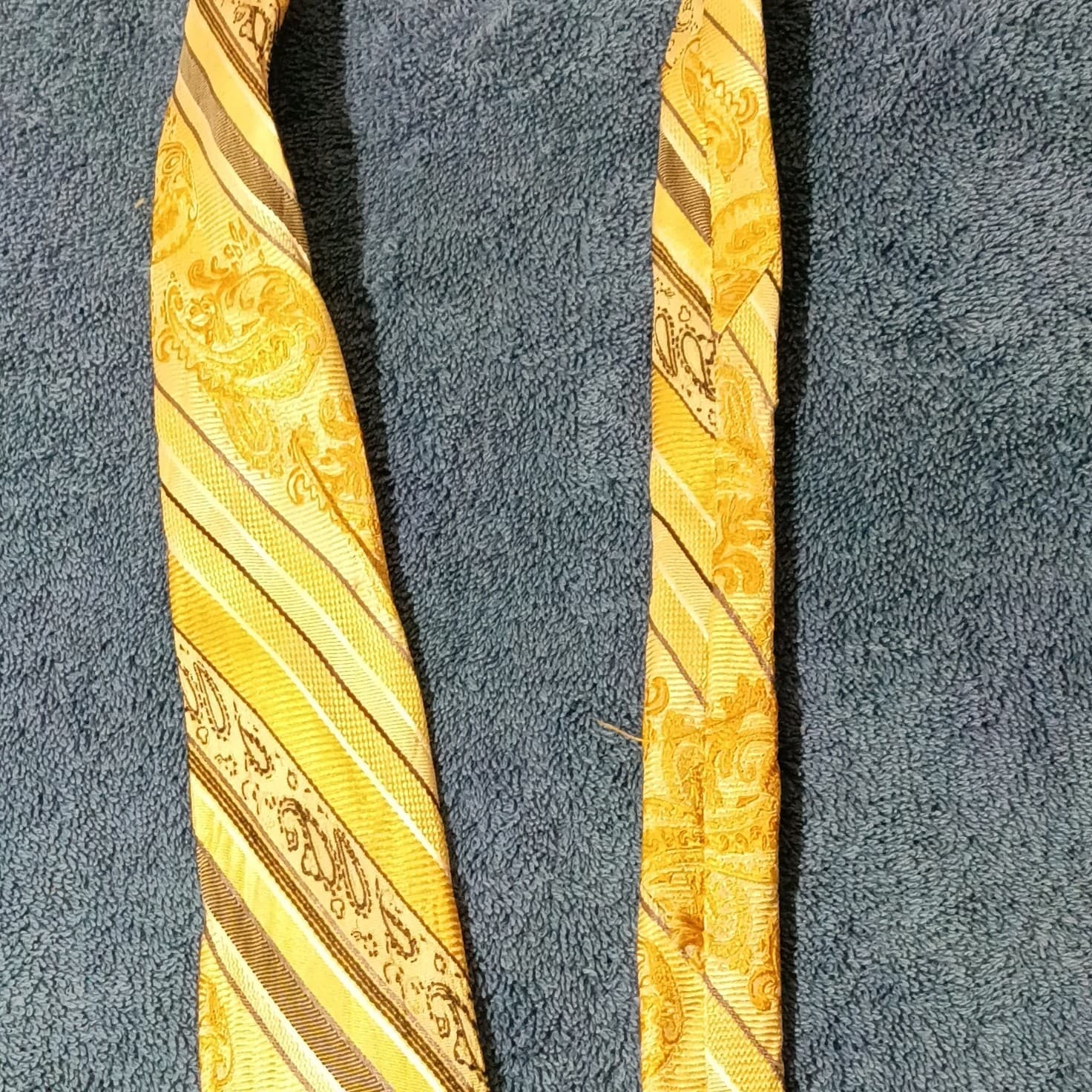 Stacy Adams Men’s Silk Tie Grande Knot Gold, Brown & Cream Striped - Thumbnail 6