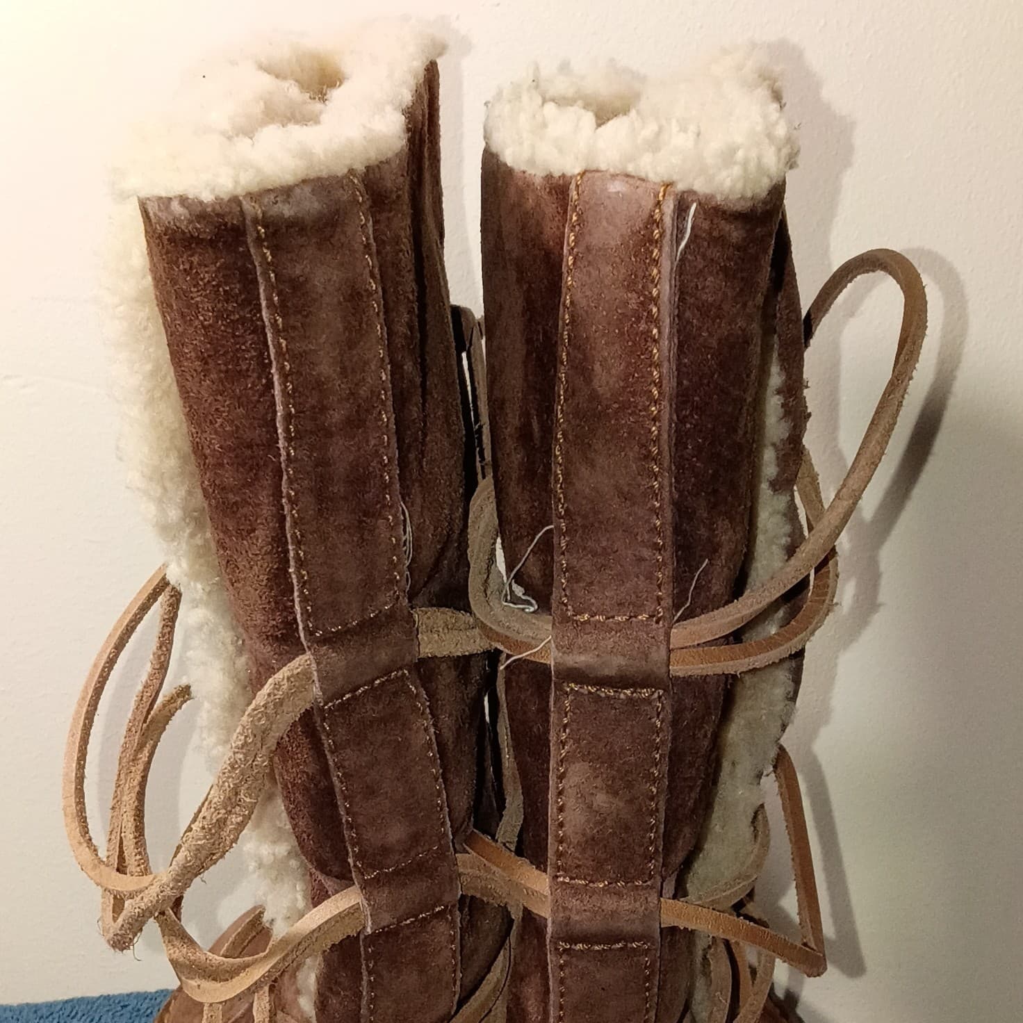 Womens Size 7 Ugg Australia Brown Leather Mid Calf Boots Lace Up Back - Thumbnail 7