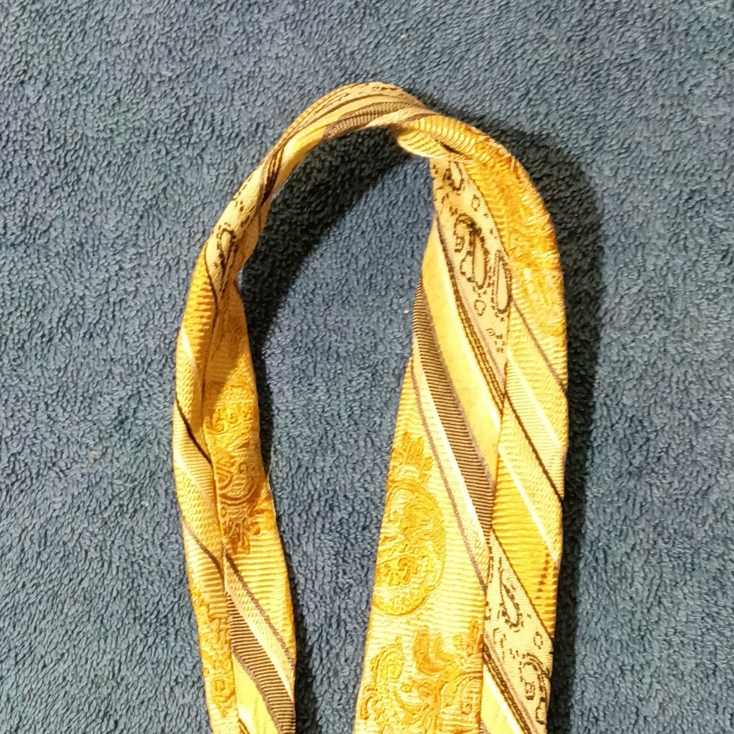 Stacy Adams Men’s Silk Tie Grande Knot Gold, Brown & Cream Striped - Thumbnail 11