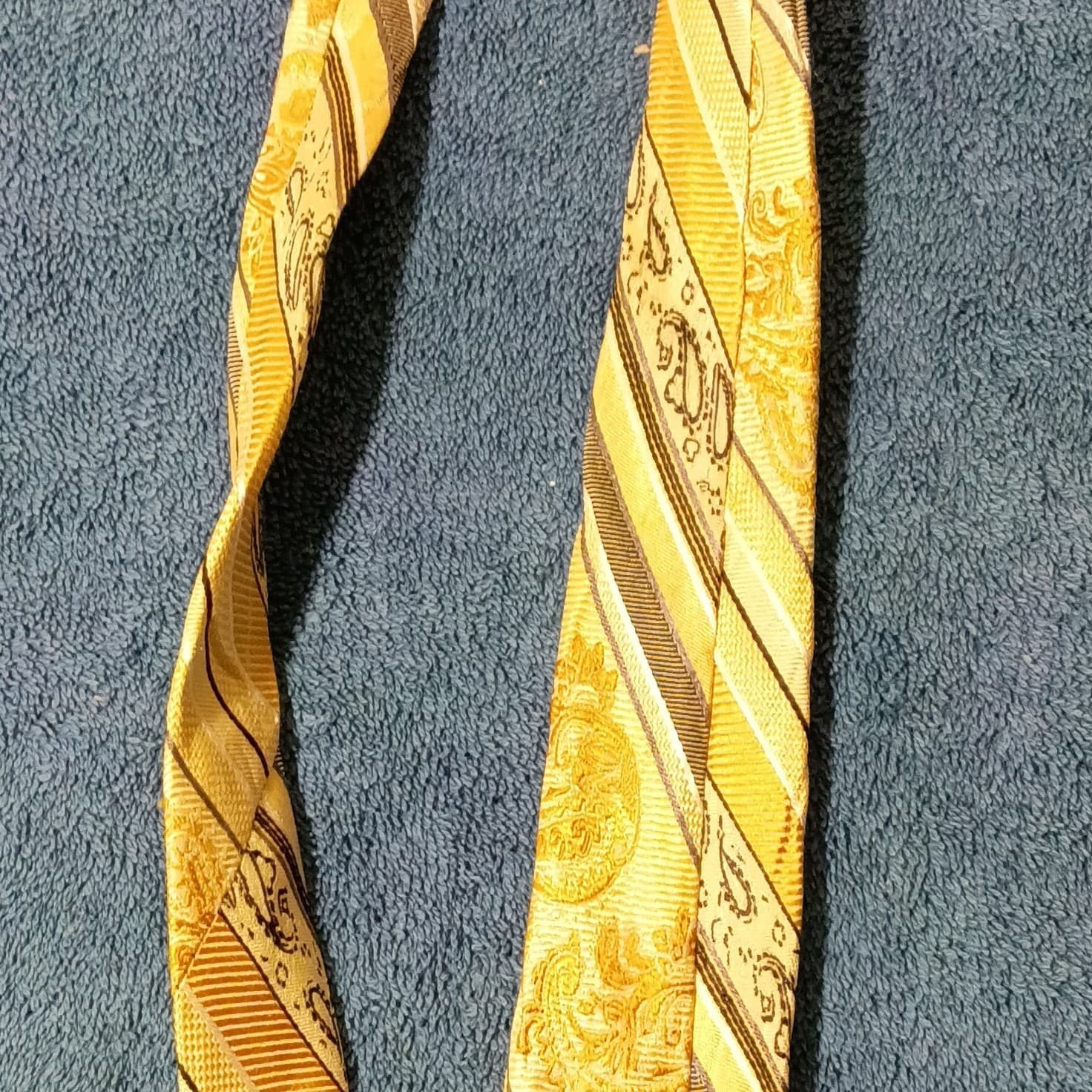 Stacy Adams Men’s Silk Tie Grande Knot Gold, Brown & Cream Striped - Thumbnail 10