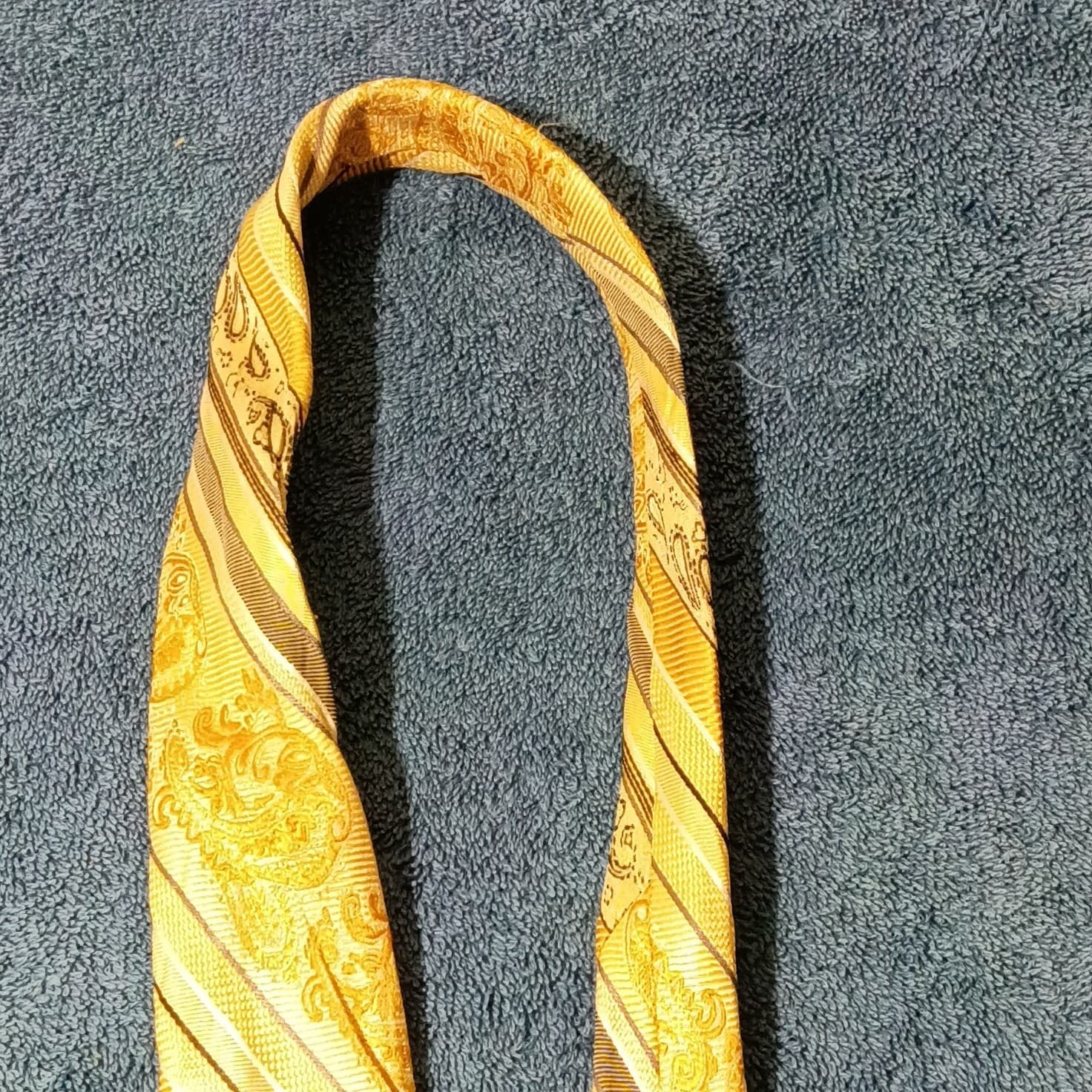 Stacy Adams Men’s Silk Tie Grande Knot Gold, Brown & Cream Striped - Thumbnail 7