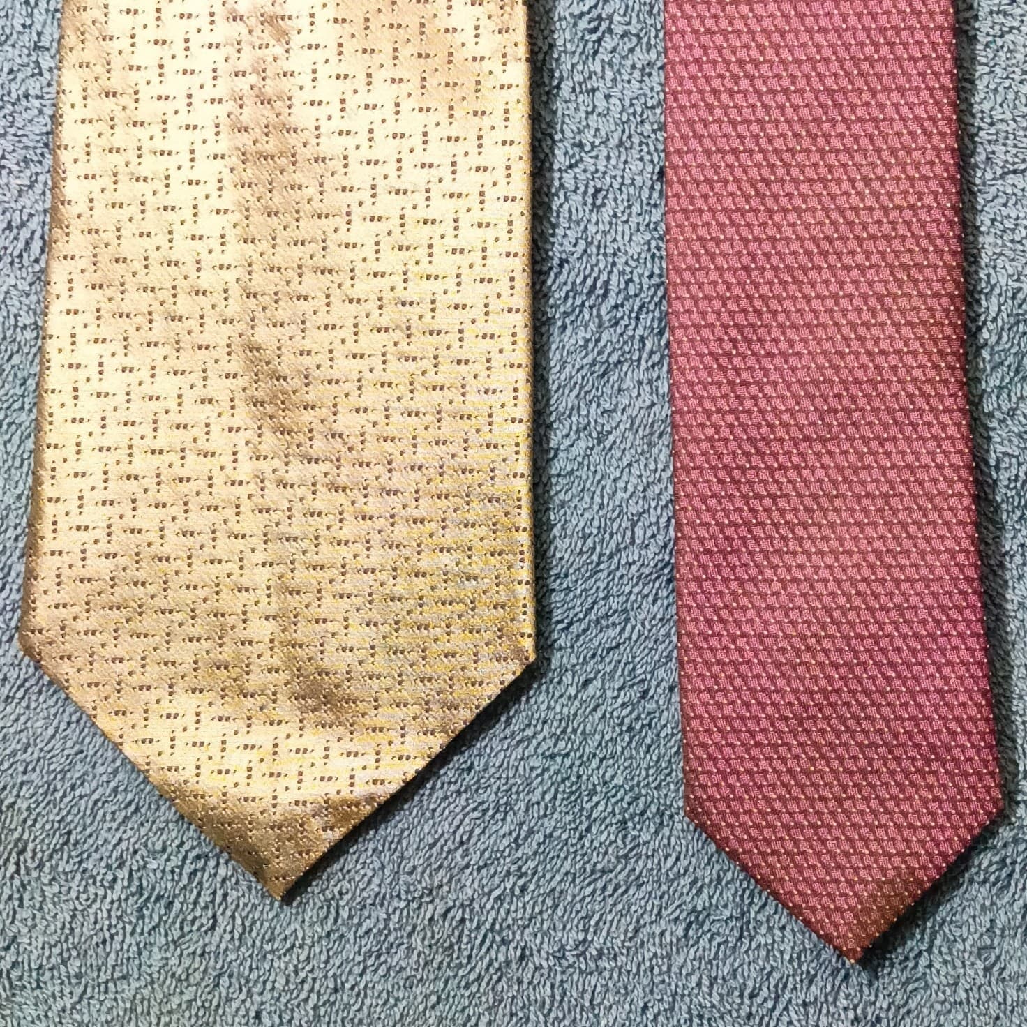 John Henry & Next Men’s Woven Tie Lot 2 Silk & Polyester Silver Purple Geometric - Thumbnail 2