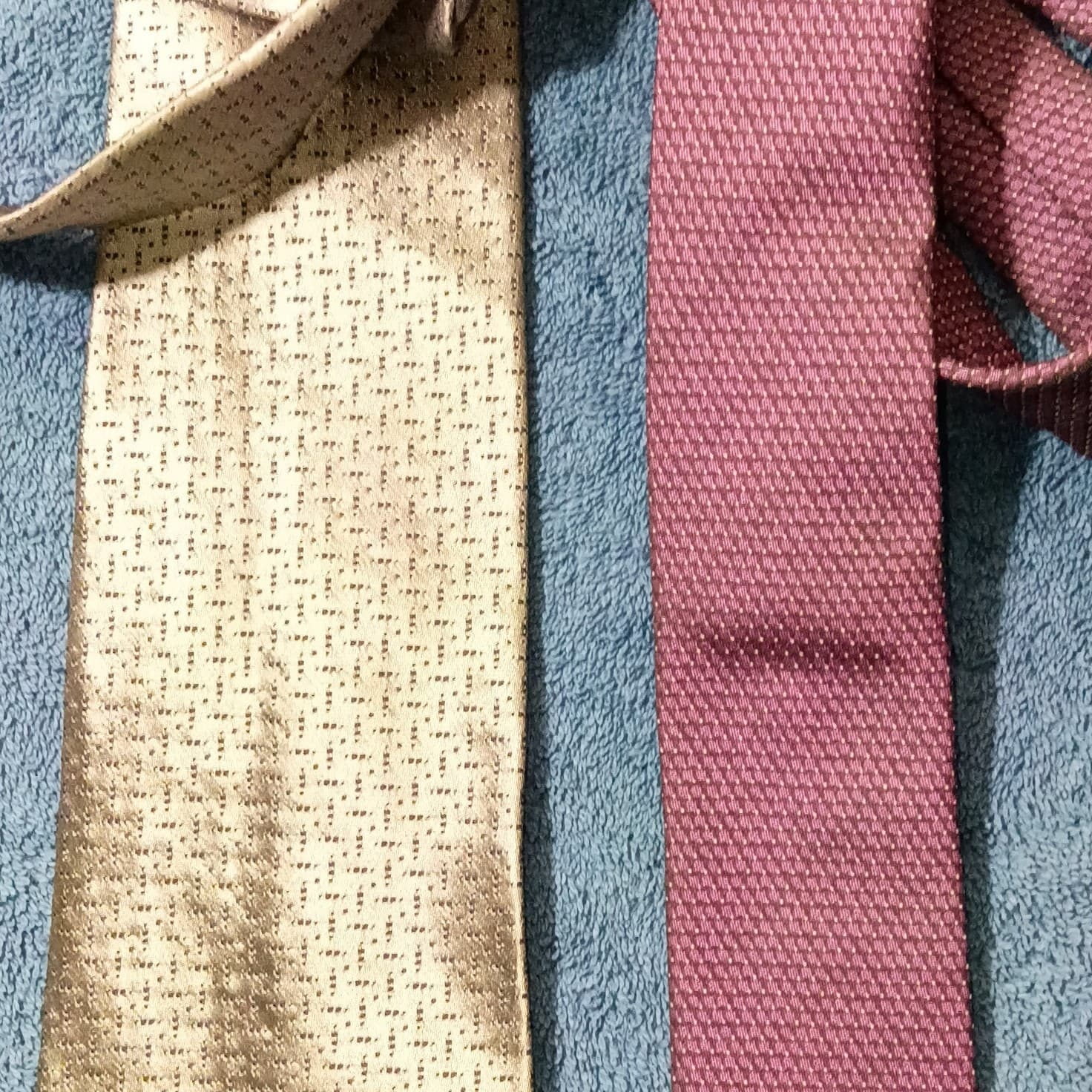 John Henry & Next Men’s Woven Tie Lot 2 Silk & Polyester Silver Purple Geometric - Thumbnail 3