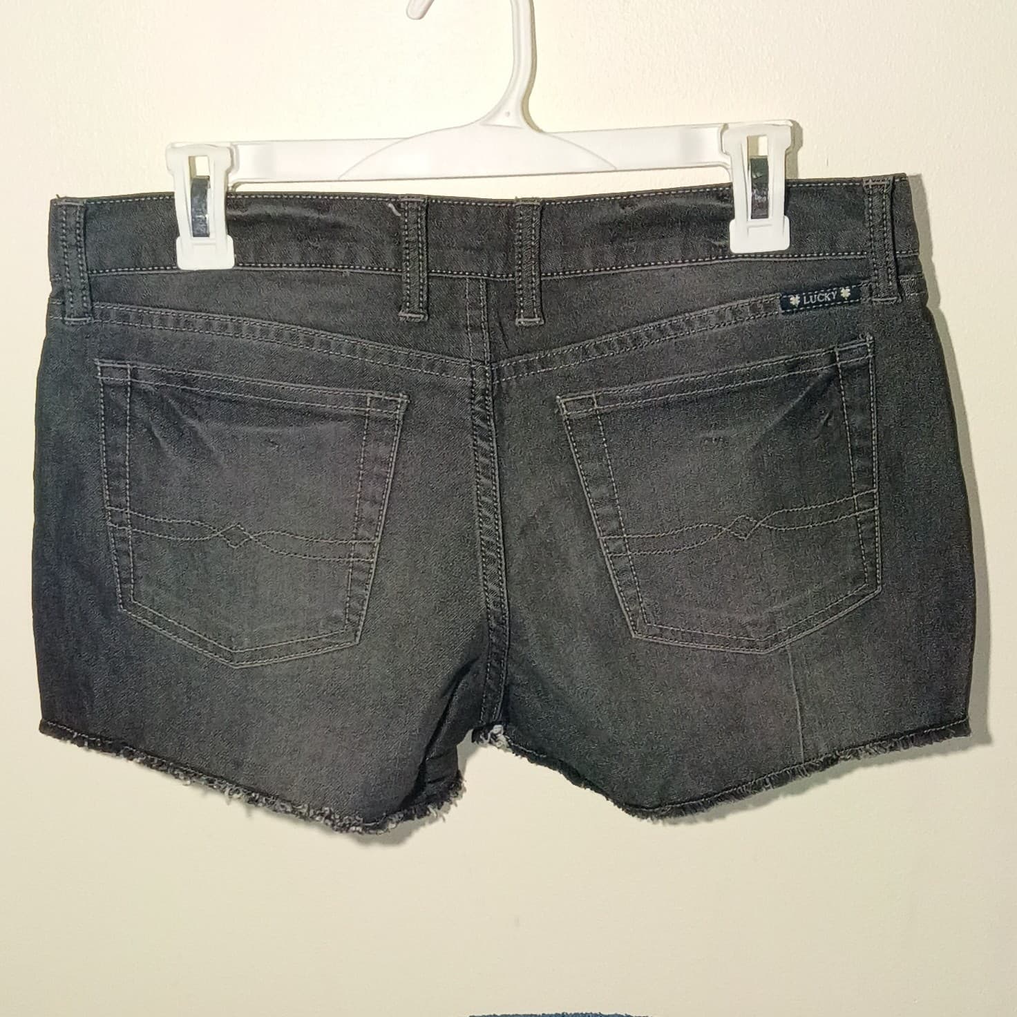 Lucky Brand Boardwalk Short Cut Off Denim Shorts Black Embroidered Size 4/27 - Thumbnail 5