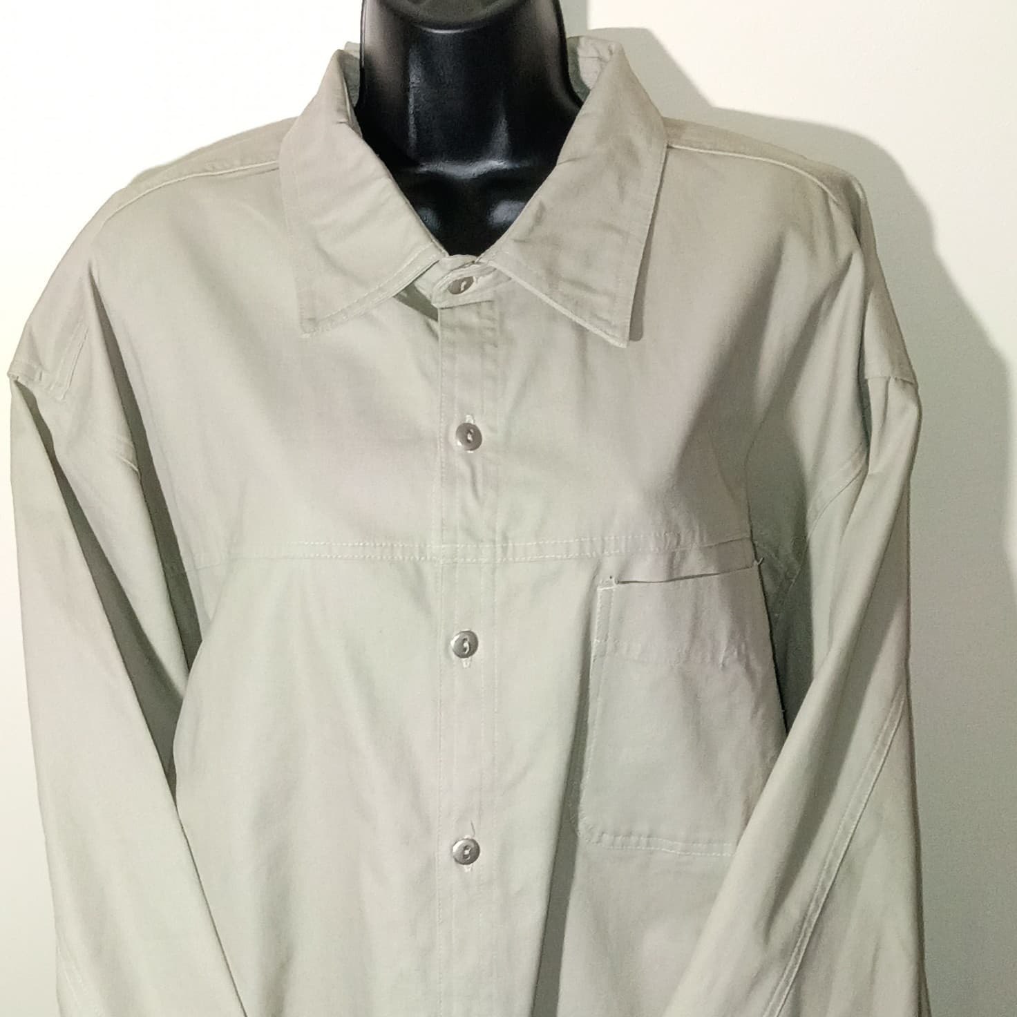 Vintage Marlboro Button Shirt Men 2XL Khaki Tan Safari Ranch Promo Pocket Work - Thumbnail 3