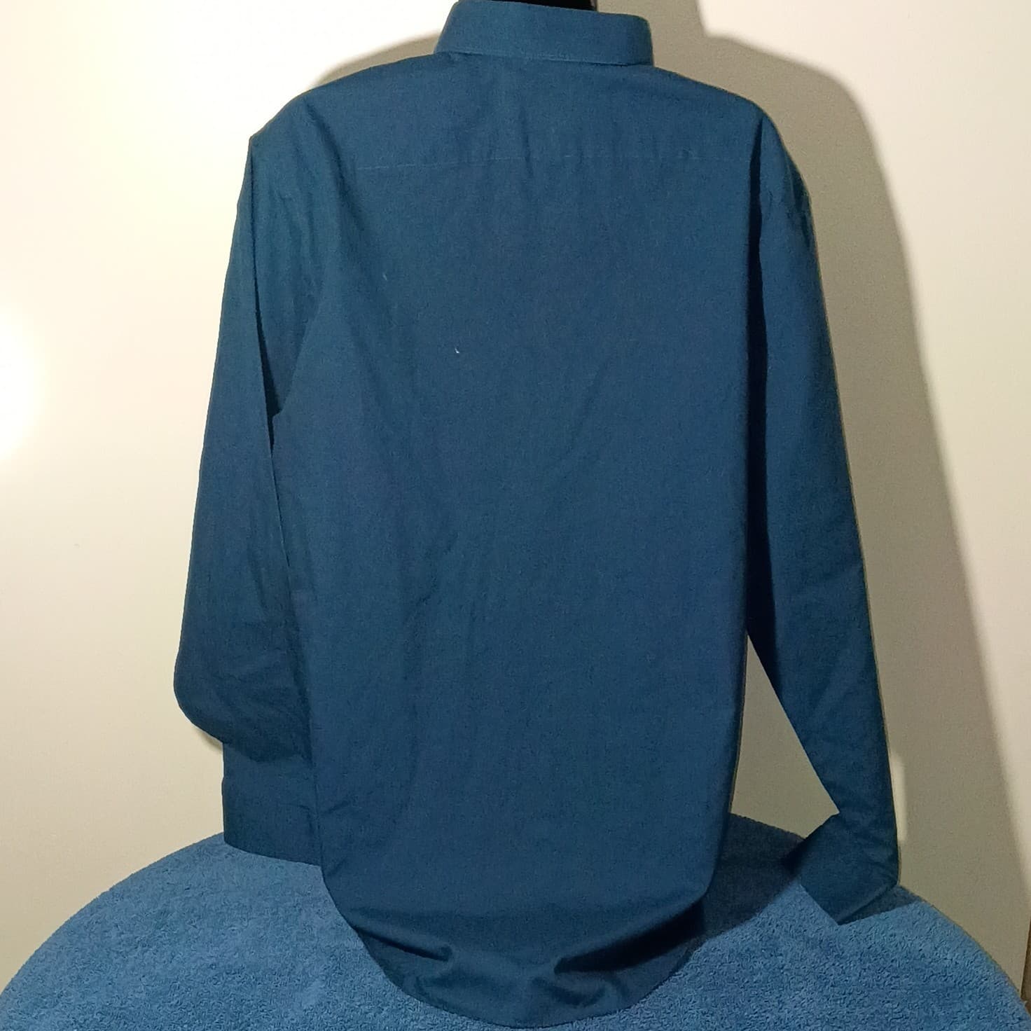 J.Ferrari Slim Fit Shirt Mens 16.5 Blue Button Up Long Sleeve Cotton Blend Shirt - Thumbnail 4