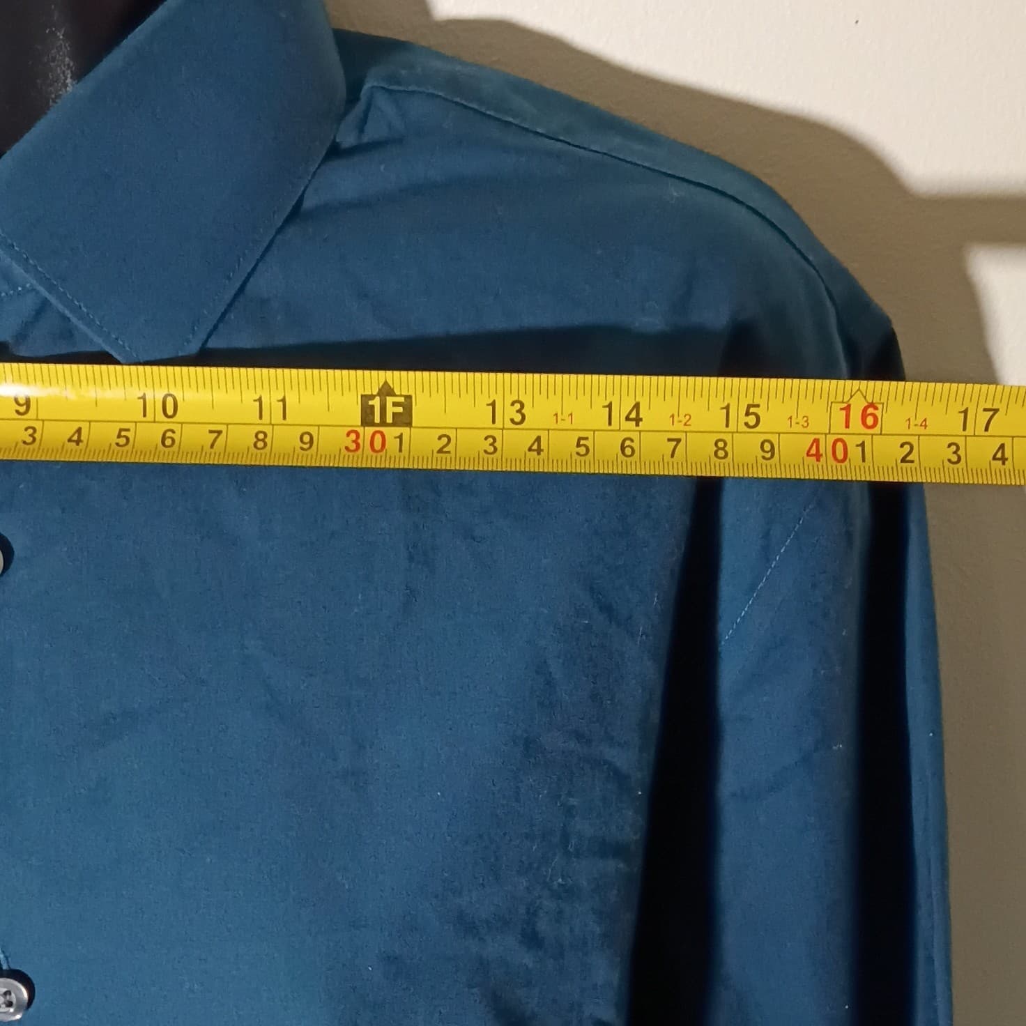J.Ferrari Slim Fit Shirt Mens 16.5 Blue Button Up Long Sleeve Cotton Blend Shirt - Thumbnail 9