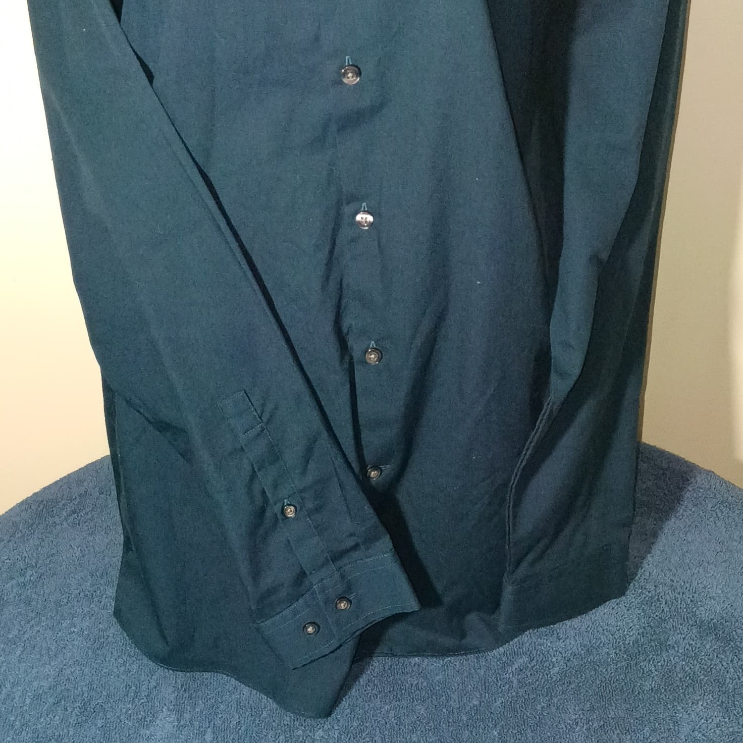 J.Ferrari Slim Fit Shirt Mens 16.5 Blue Button Up Long Sleeve Cotton Blend Shirt - Thumbnail 3