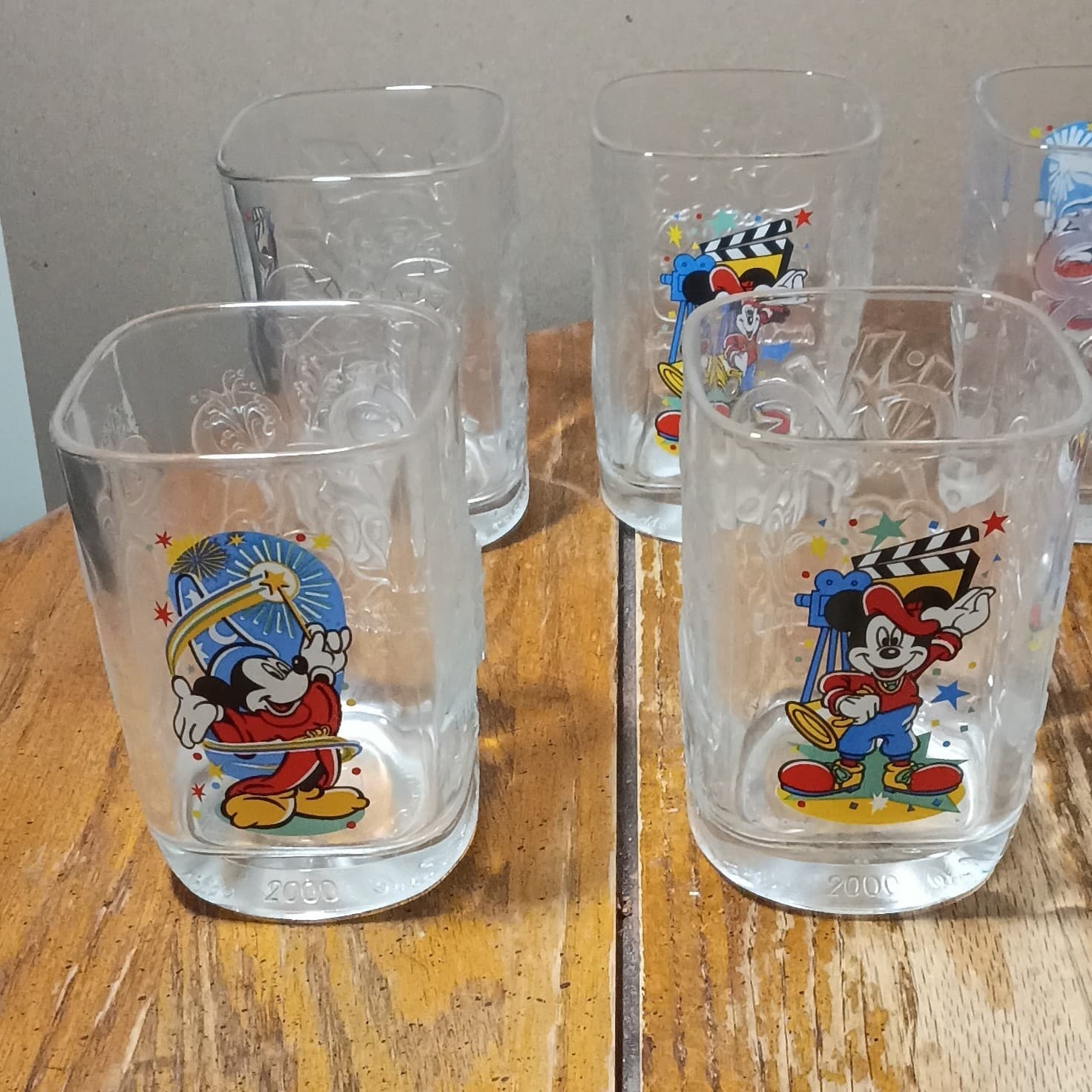 Antique 2000 Walt Disney World McDonalds Disney Glasses Cups Mickey VTG Set of 8 - Thumbnail 2