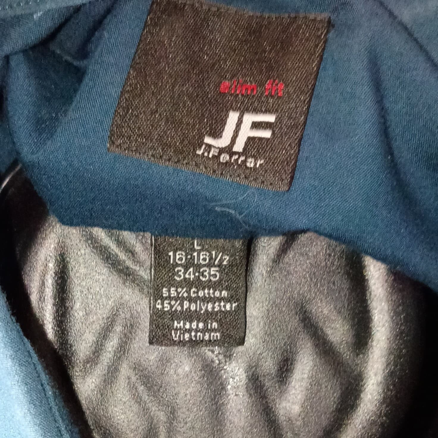 J.Ferrari Slim Fit Shirt Mens 16.5 Blue Button Up Long Sleeve Cotton Blend Shirt - Thumbnail 11