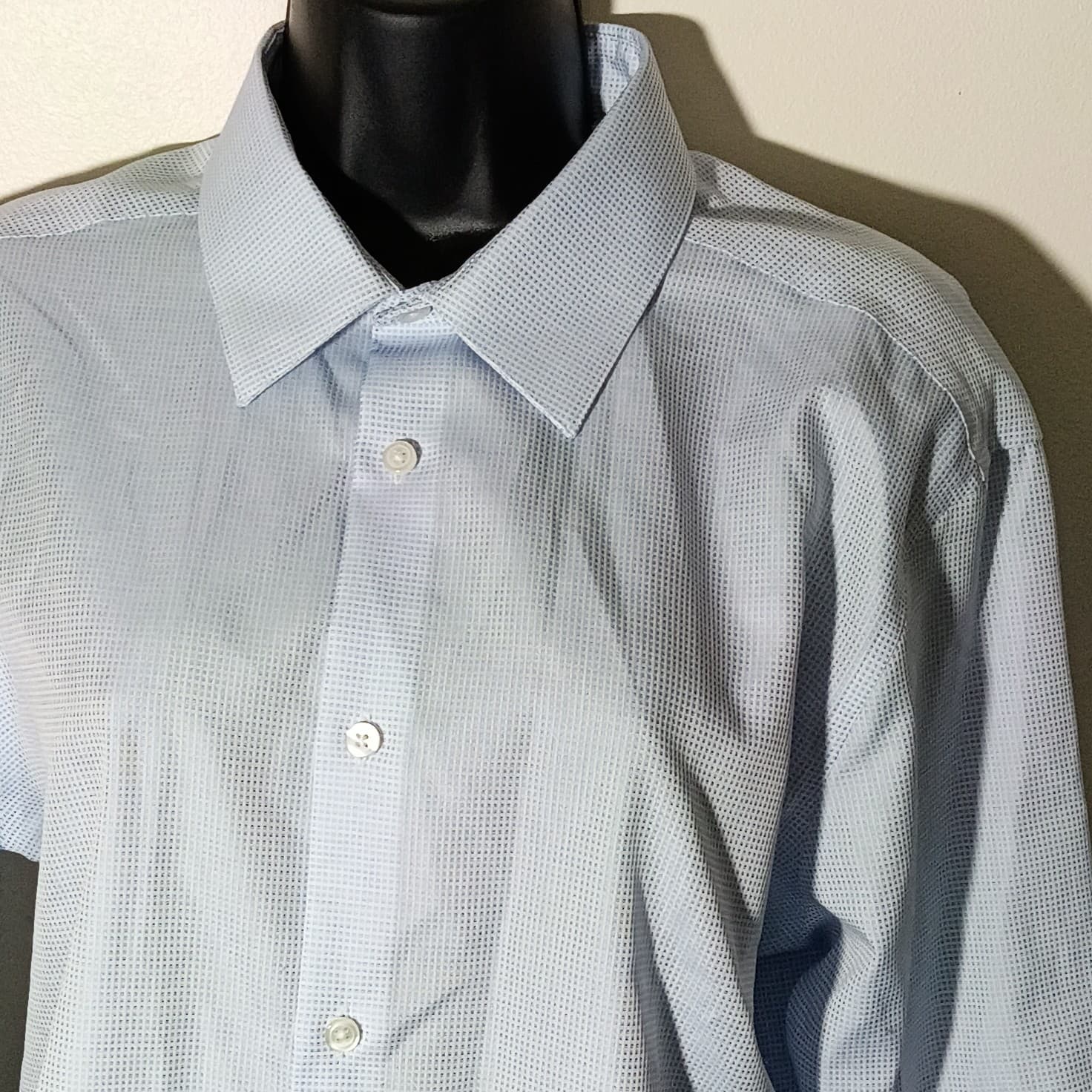 Calvin Klein Slim Performance Non-Iron Button Up Blue Men Large - Thumbnail 2