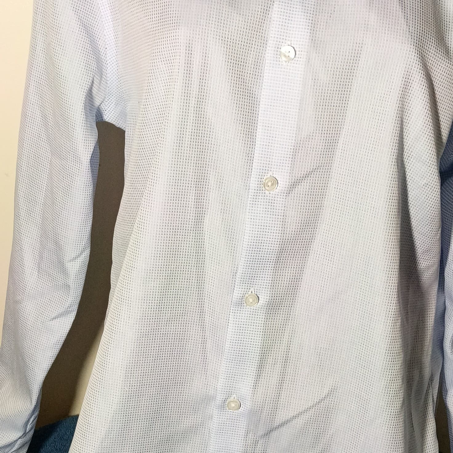 Calvin Klein Slim Performance Non-Iron Button Up Blue Men Large - Thumbnail 4