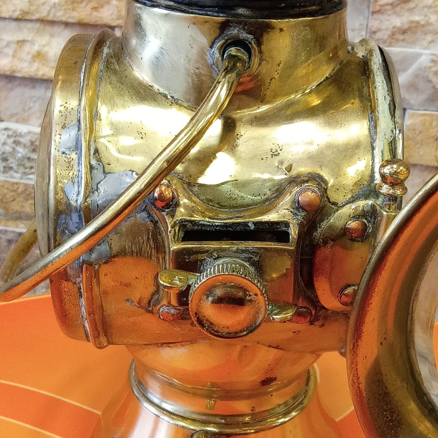 Vintage Brass HOWES & BURLEY BIRMINGHAM ILLUMINATED SIDE CAR LAMP Old Original - Thumbnail 11