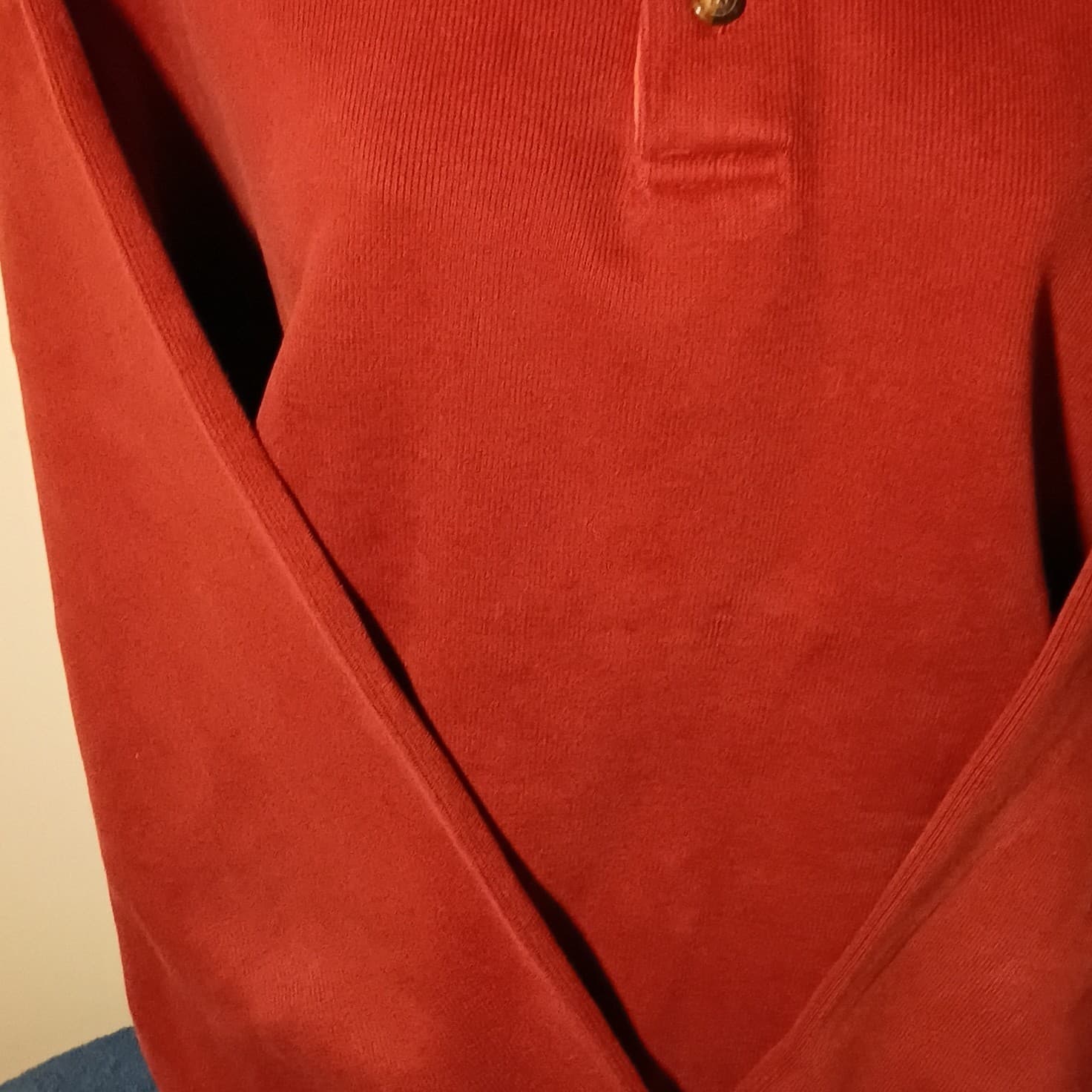 Orvis Vintage Shirt Medium 1/4 Button Pullover Red Knit Sweate Size Large - Thumbnail 5