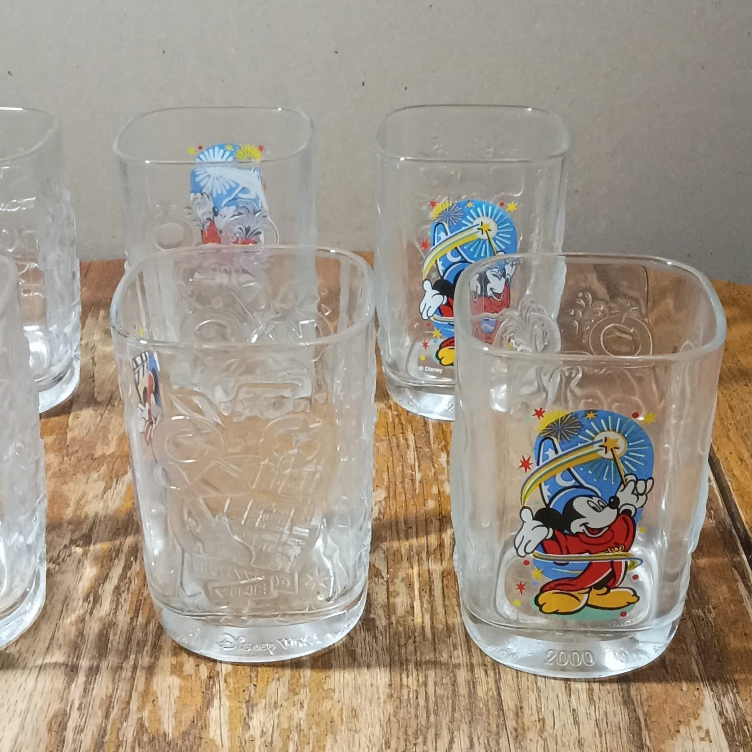 Antique 2000 Walt Disney World McDonalds Disney Glasses Cups Mickey VTG Set of 8 - Thumbnail 3