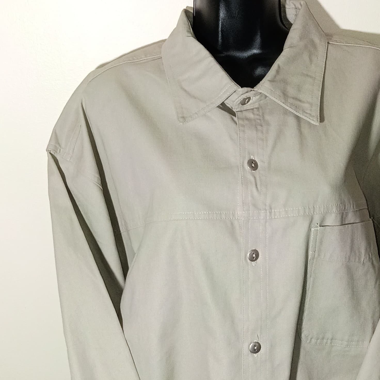 Vintage Marlboro Button Shirt Men 2XL Khaki Tan Safari Ranch Promo Pocket Work - Thumbnail 6