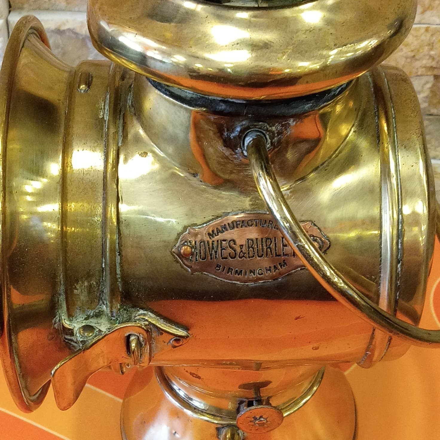 Vintage Brass HOWES & BURLEY BIRMINGHAM ILLUMINATED SIDE CAR LAMP Old Original - Thumbnail 7