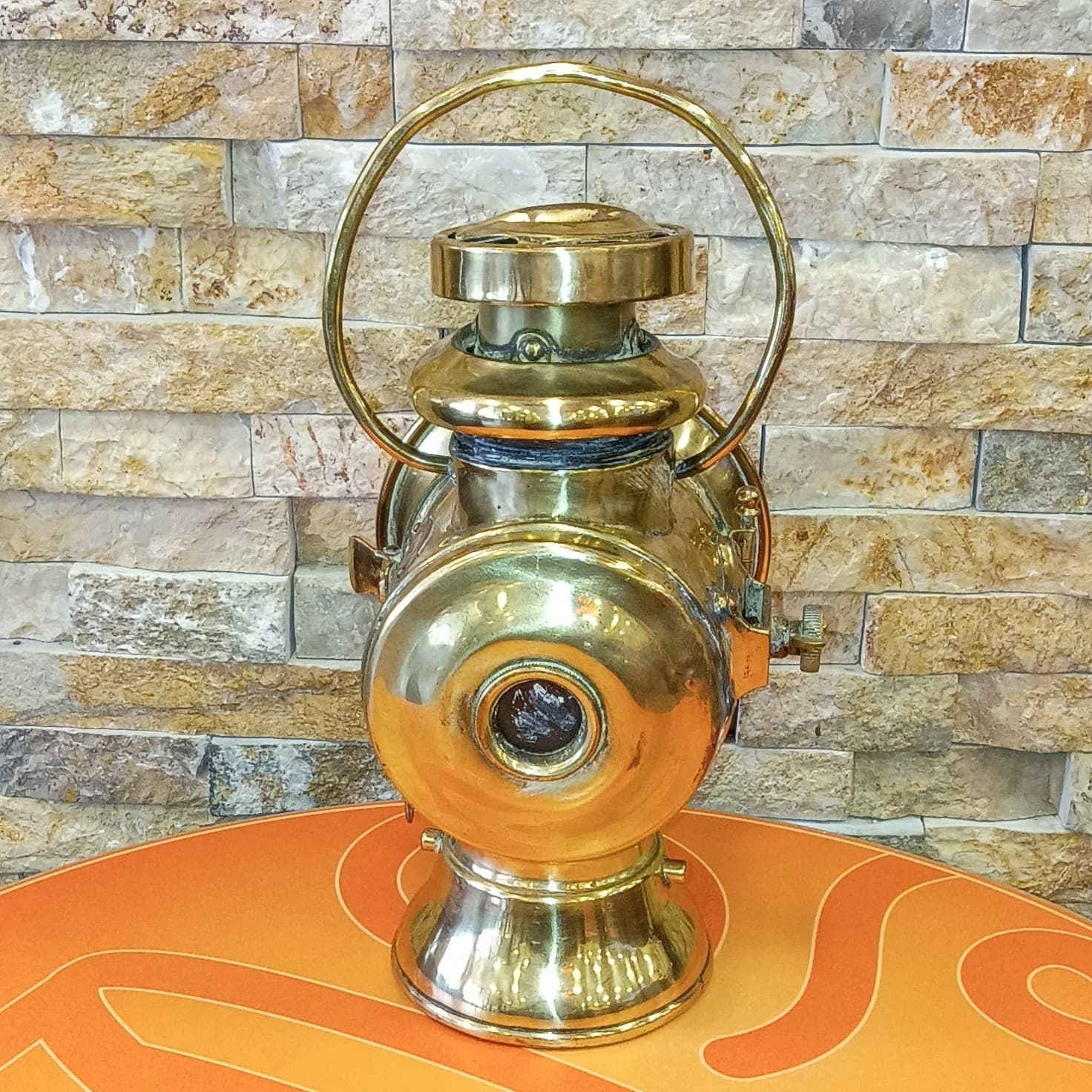 Vintage Brass HOWES & BURLEY BIRMINGHAM ILLUMINATED SIDE CAR LAMP Old Original - Thumbnail 3