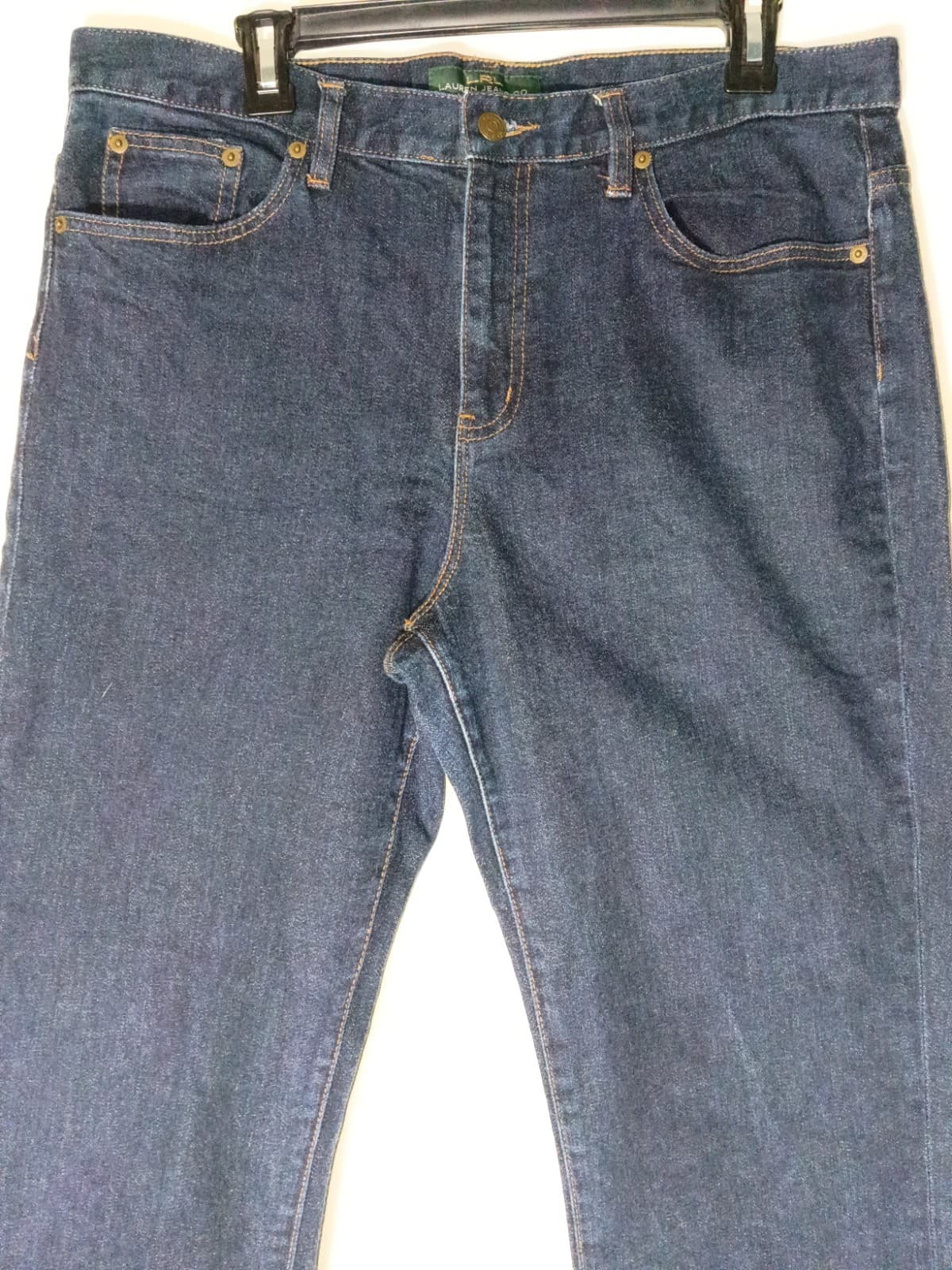 LRL Lauren Ralph Womens Blue Denim Dark Wash Jeans Size 14 (17x27 1/2) - Thumbnail 3