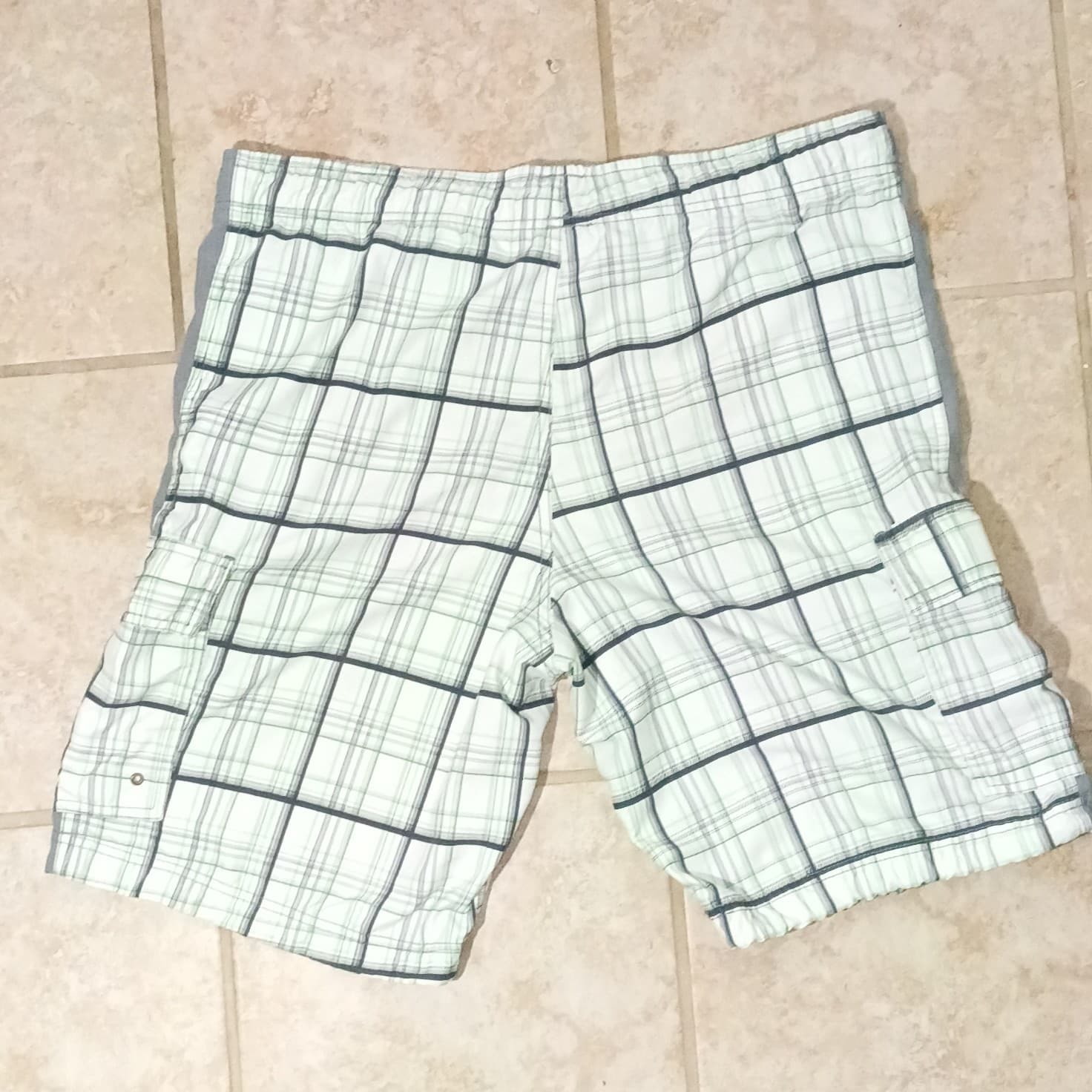 Nike Cargo Shorts Mens L White/Green/Black Plaid 9" - Thumbnail 6