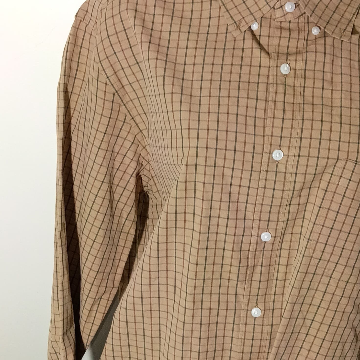 J.Crew Slim Fit Flex Oxford Brown Checkered Button Down Shirt Size large - Thumbnail 6