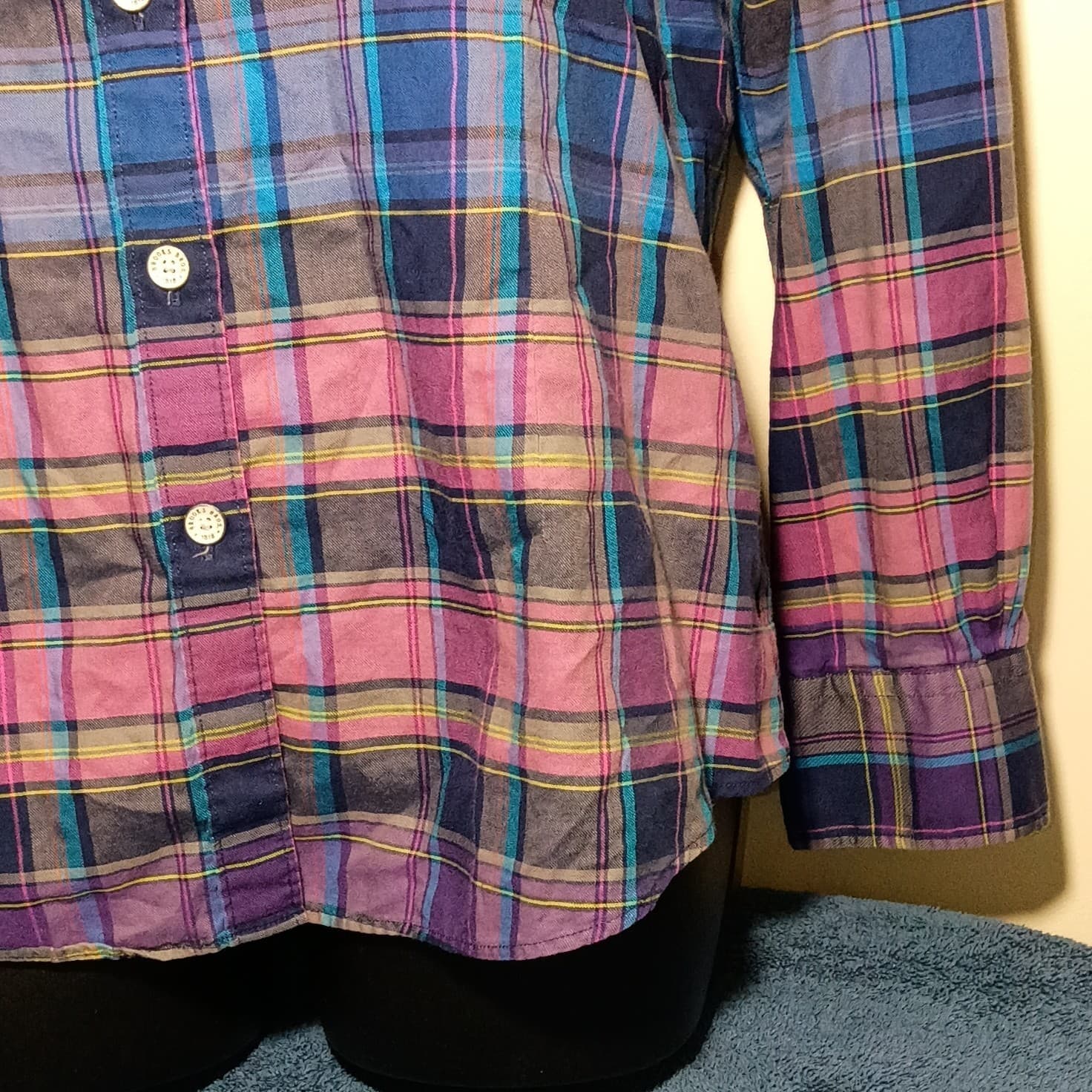 Brooks Brothers Red Fleece Plaid Button Up Cotton Shirt Pink Purple Blue Size 10 - Thumbnail 4