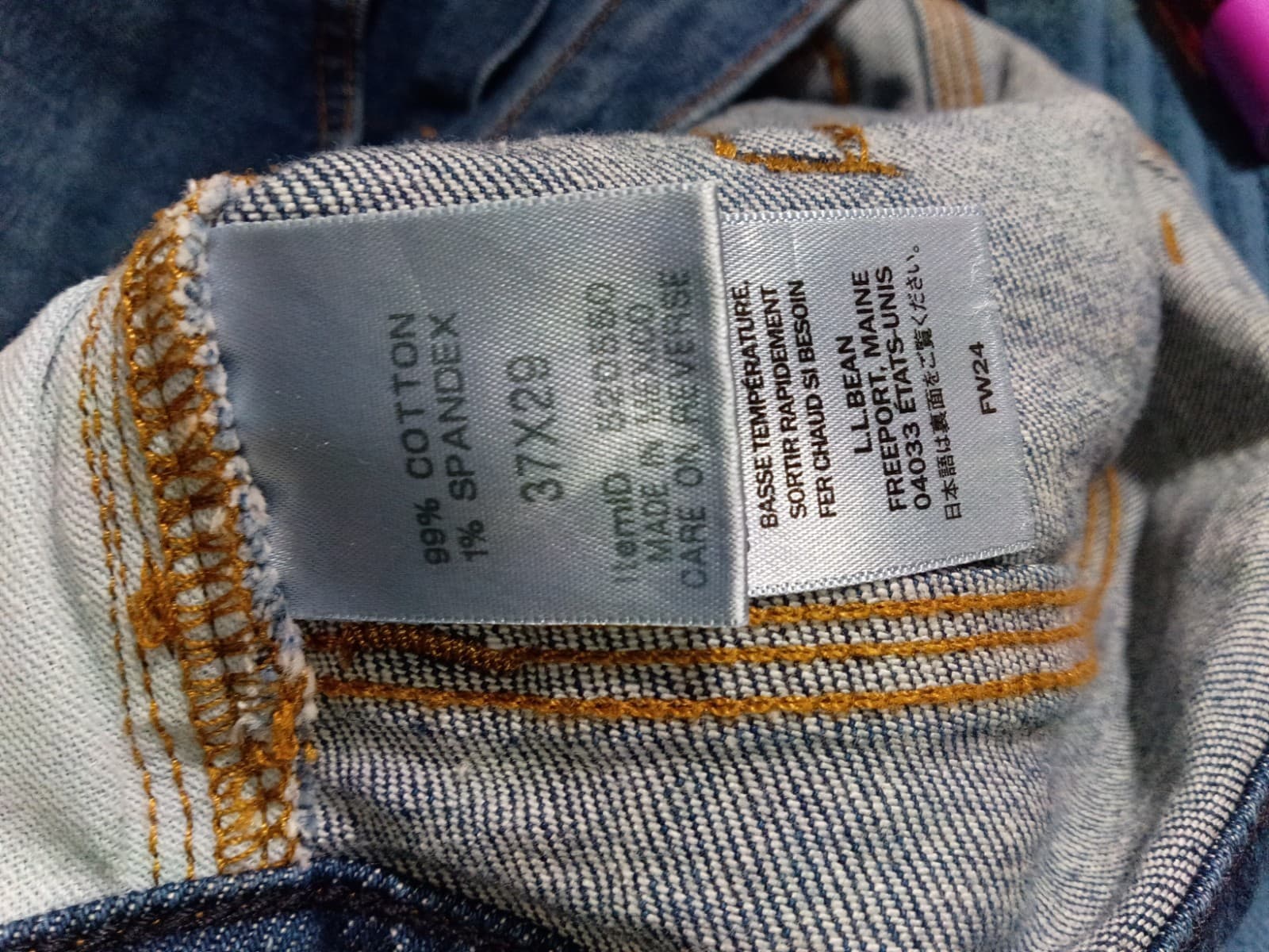 Men’s LL Bean 1912 Flex Jeans Athletic Fit Straight Leg Dark Indigo Size 37X29 - Thumbnail 8