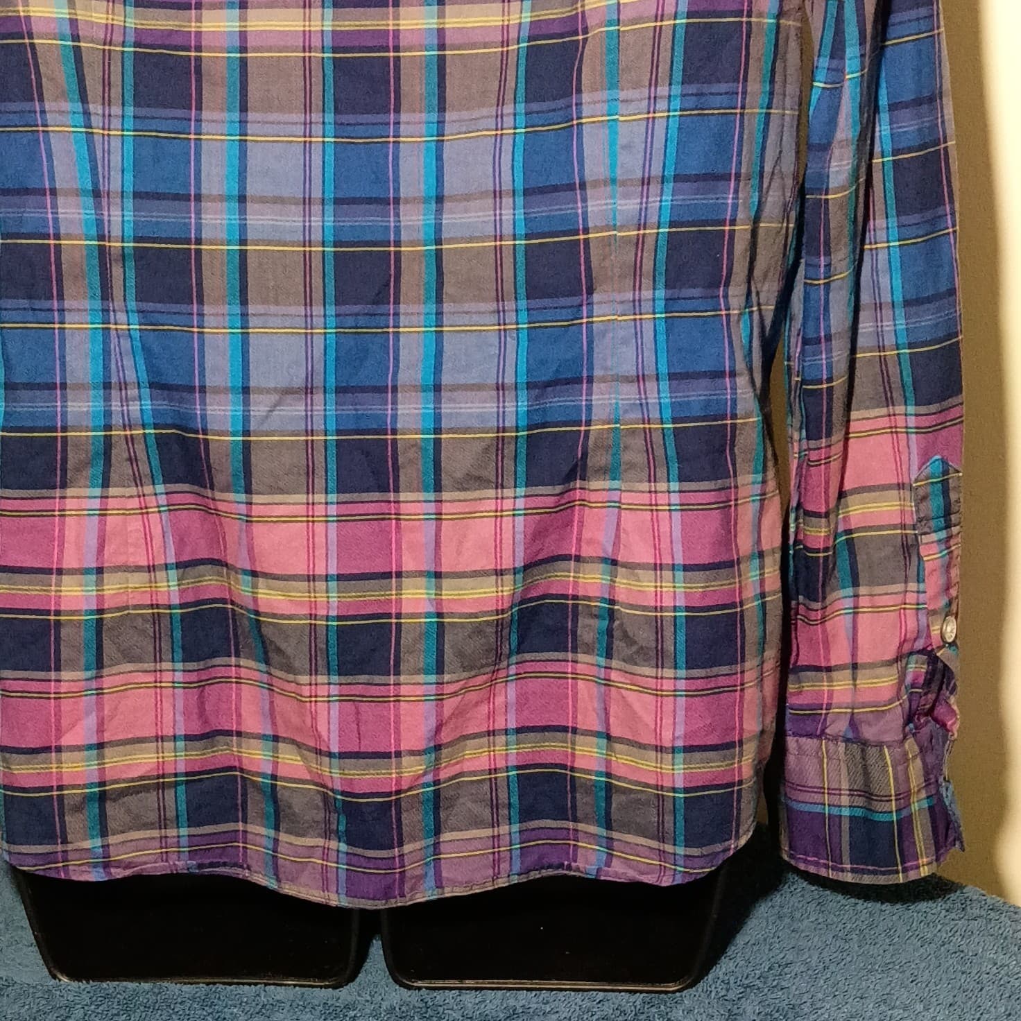 Brooks Brothers Red Fleece Plaid Button Up Cotton Shirt Pink Purple Blue Size 10 - Thumbnail 9