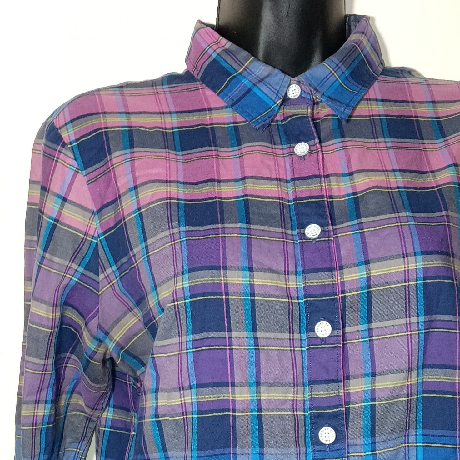 Brooks Brothers Red Fleece Plaid Button Up Cotton Shirt Pink Purple Blue Size 10 - Thumbnail 6