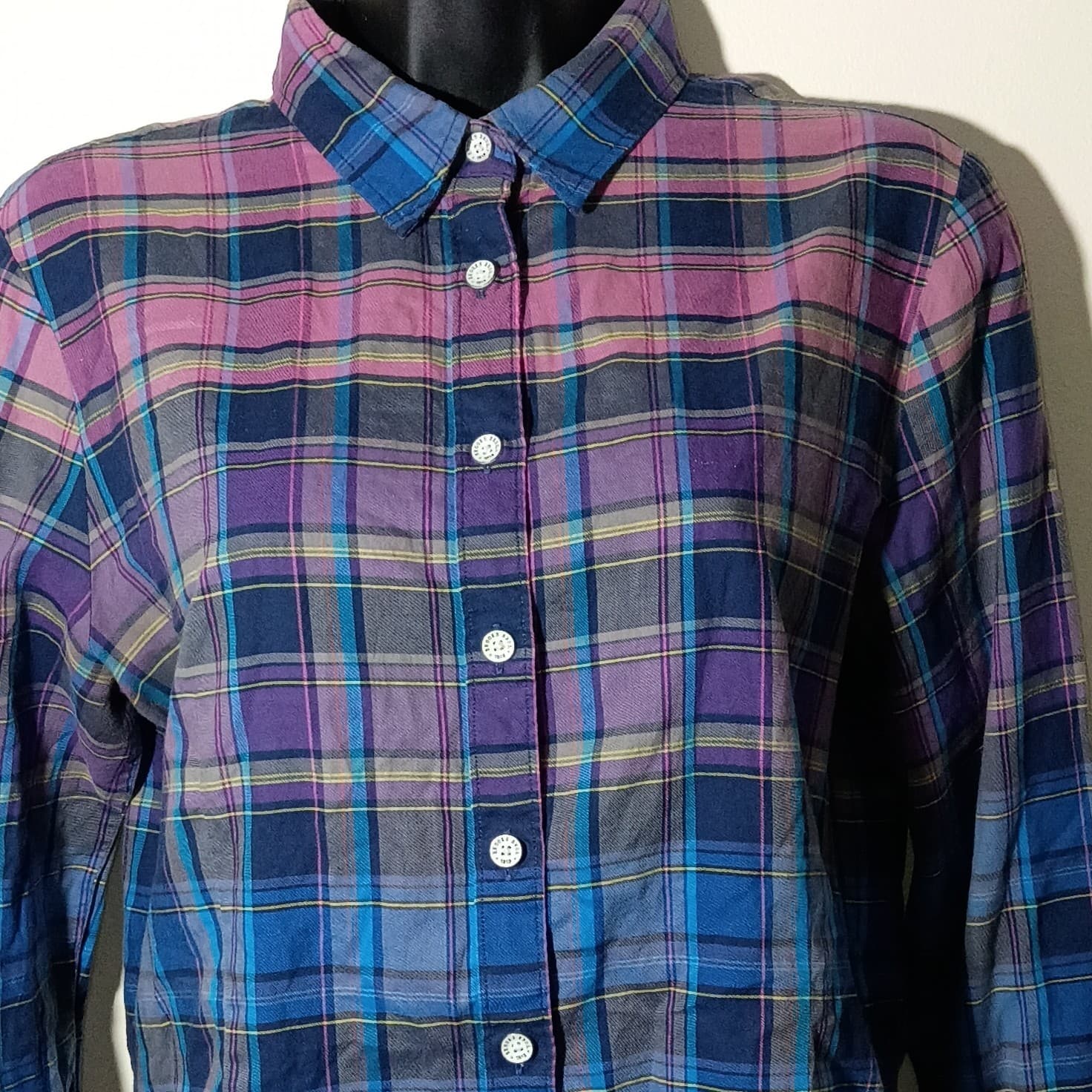 Brooks Brothers Red Fleece Plaid Button Up Cotton Shirt Pink Purple Blue Size 10 - Thumbnail 3