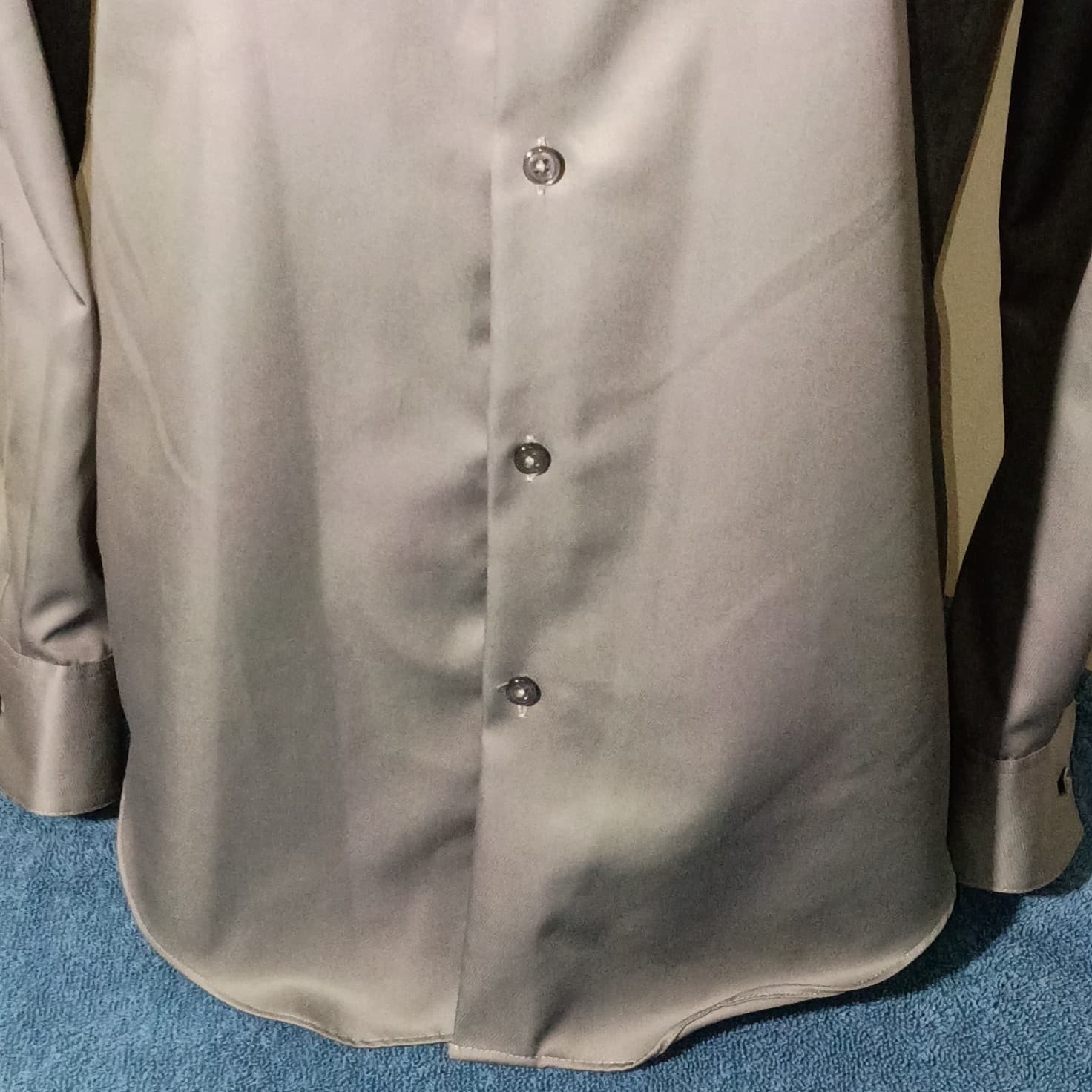 CALVIN KLEIN Size 16-32/33 GRAY SLIM FIT NON-IRON MEN BUTTON UP SHIRT ARC - Thumbnail 6