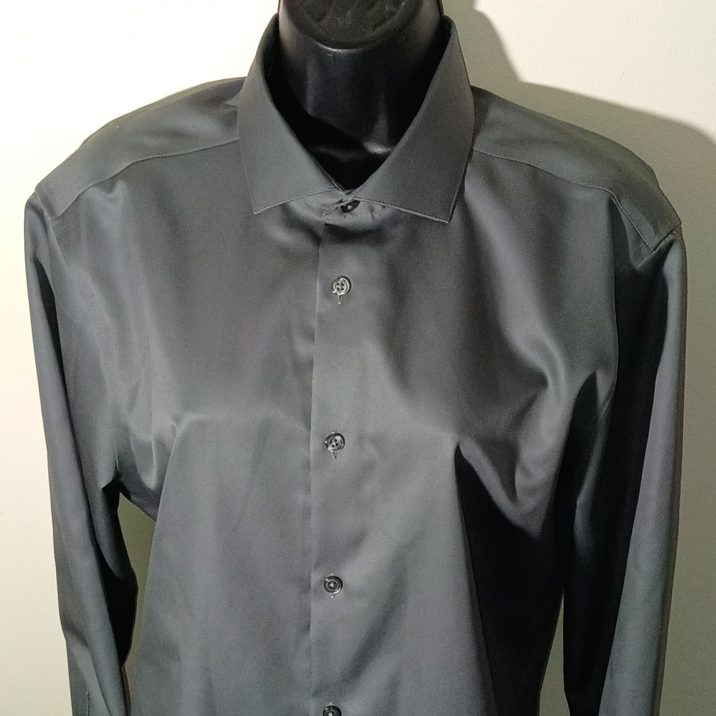 CALVIN KLEIN Size 16-32/33 GRAY SLIM FIT NON-IRON MEN BUTTON UP SHIRT ARC - Thumbnail 4