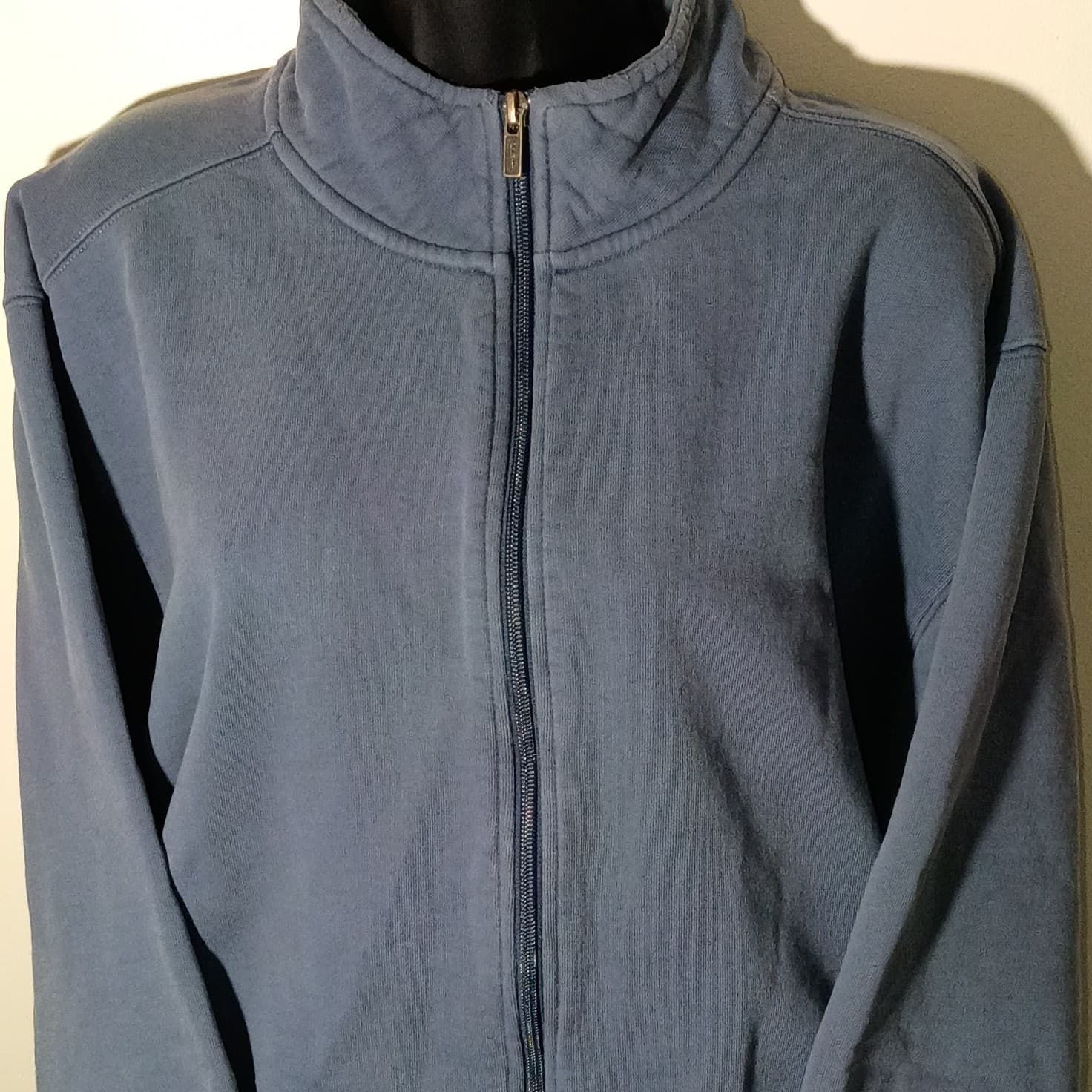 L.L. Bean Men's Size TXL Blue Full Zip Mock Neck Sweatshirt Jacket - Thumbnail 2