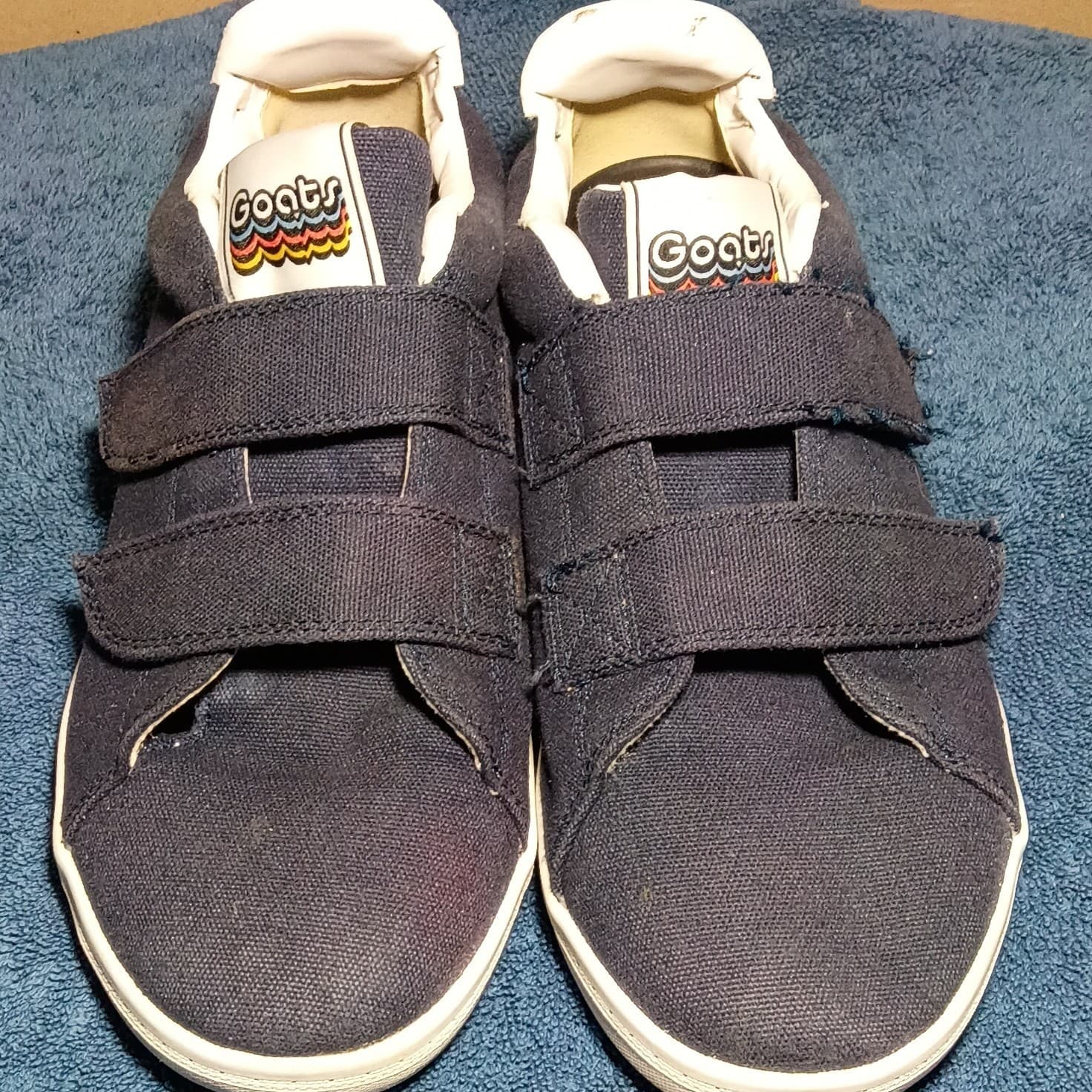Goats Men's Blue and White Color-Block Low-Top Casual Sneakers (Size 7.5) - Thumbnail 6